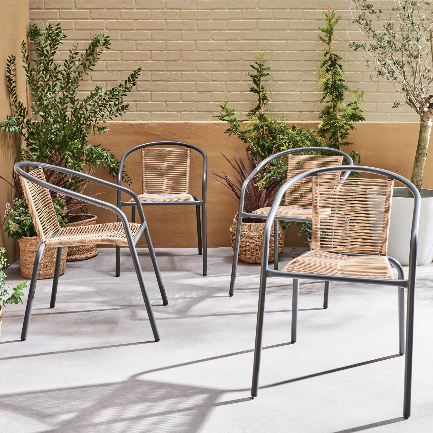 sweeek - Set van 4 tuinstoelen in natuurlijke kunststof