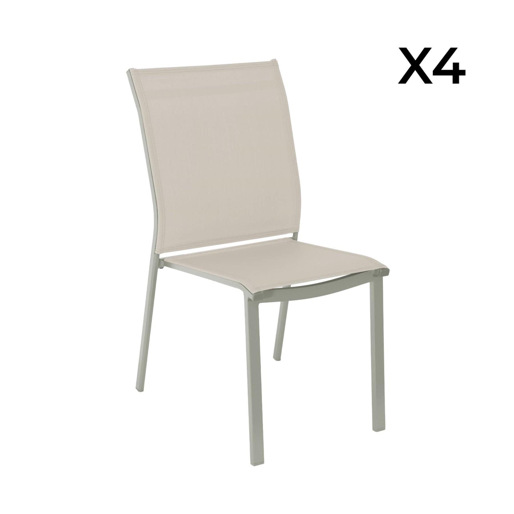 sweeek - Stapelbare tuinstoel van aluminium en textileen (Set van 4)