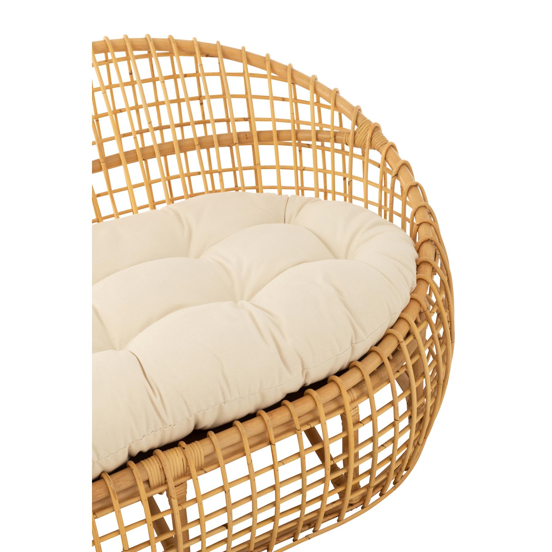 J-Line sofa Lise + kussen 2 Personen - rotan|textiel - naturel|wit