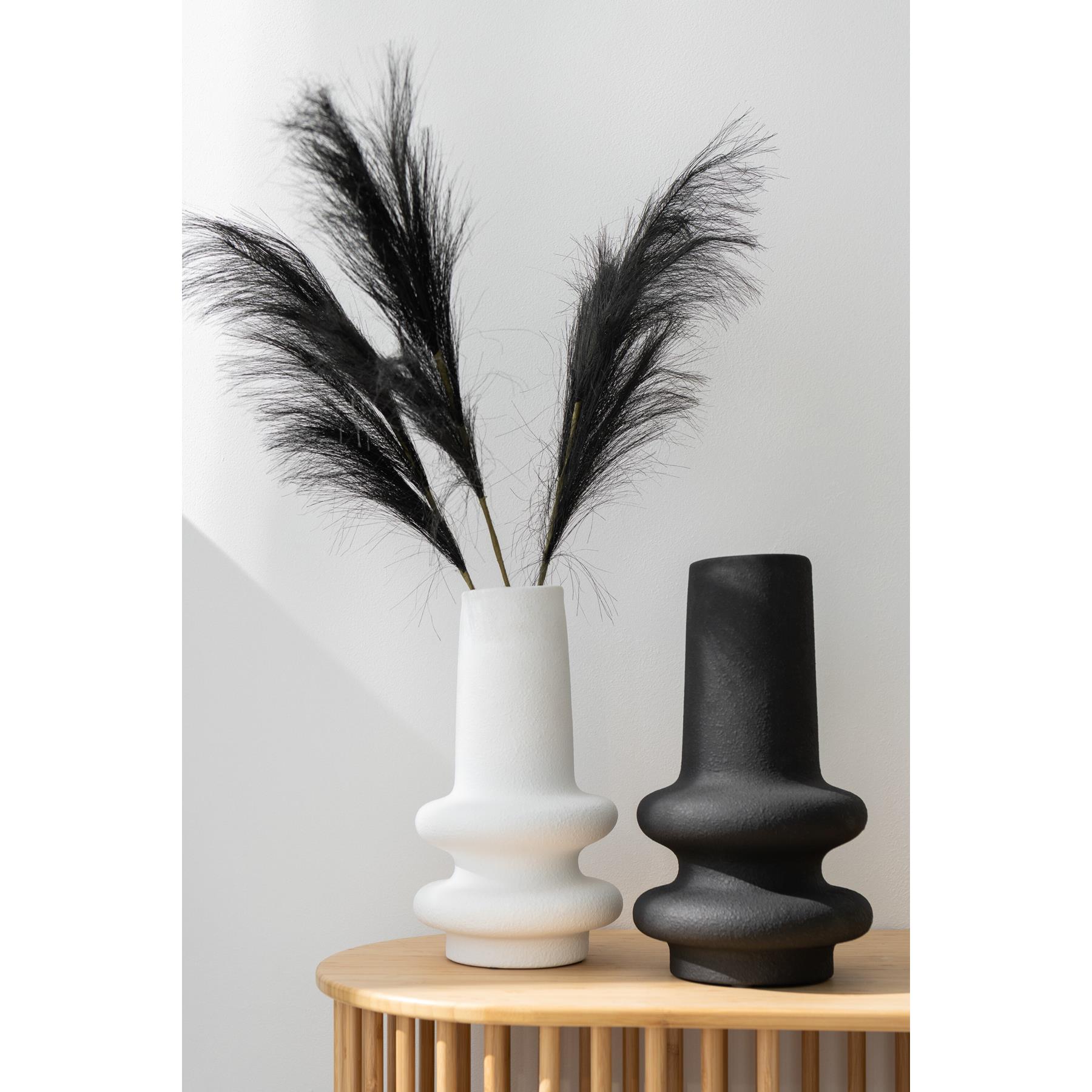 J-Line vaas Lyra - keramiek - zwart - large - 39 cm hoog
