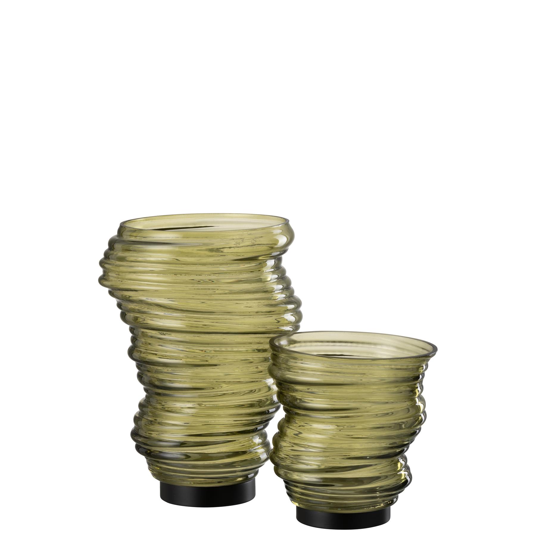 J-Line vaas Tornado - glas - groen - small - Ø 16 cm