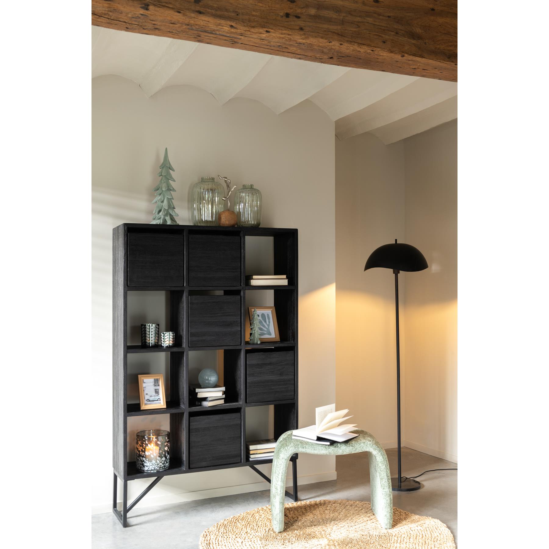 J-Line windlicht Visgraat - glas - groen|zilver - medium
