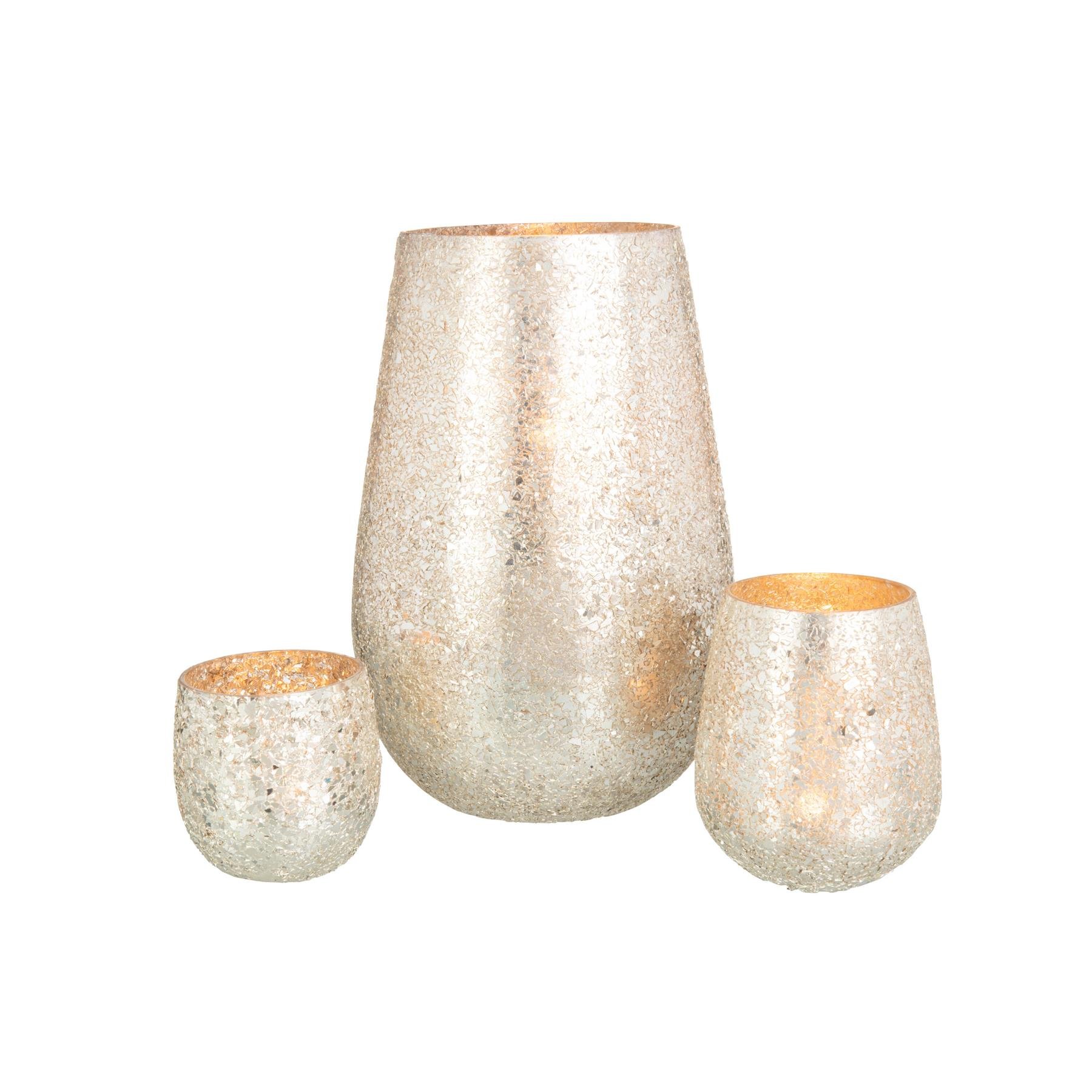 J-Line kaarshouder Glinstering - glas - goud - large