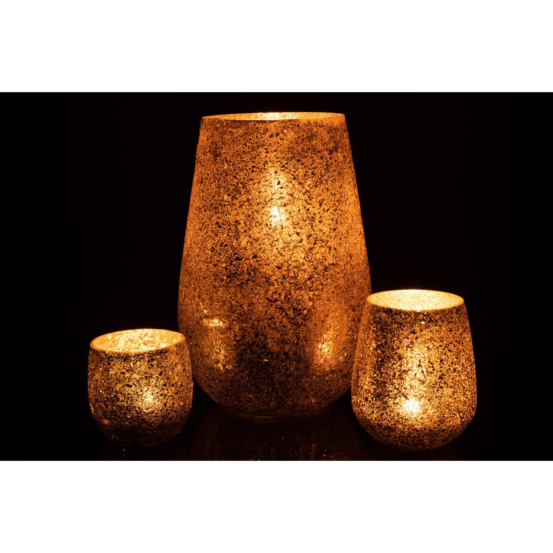 J-Line kaarshouder Glinstering - glas - goud - large