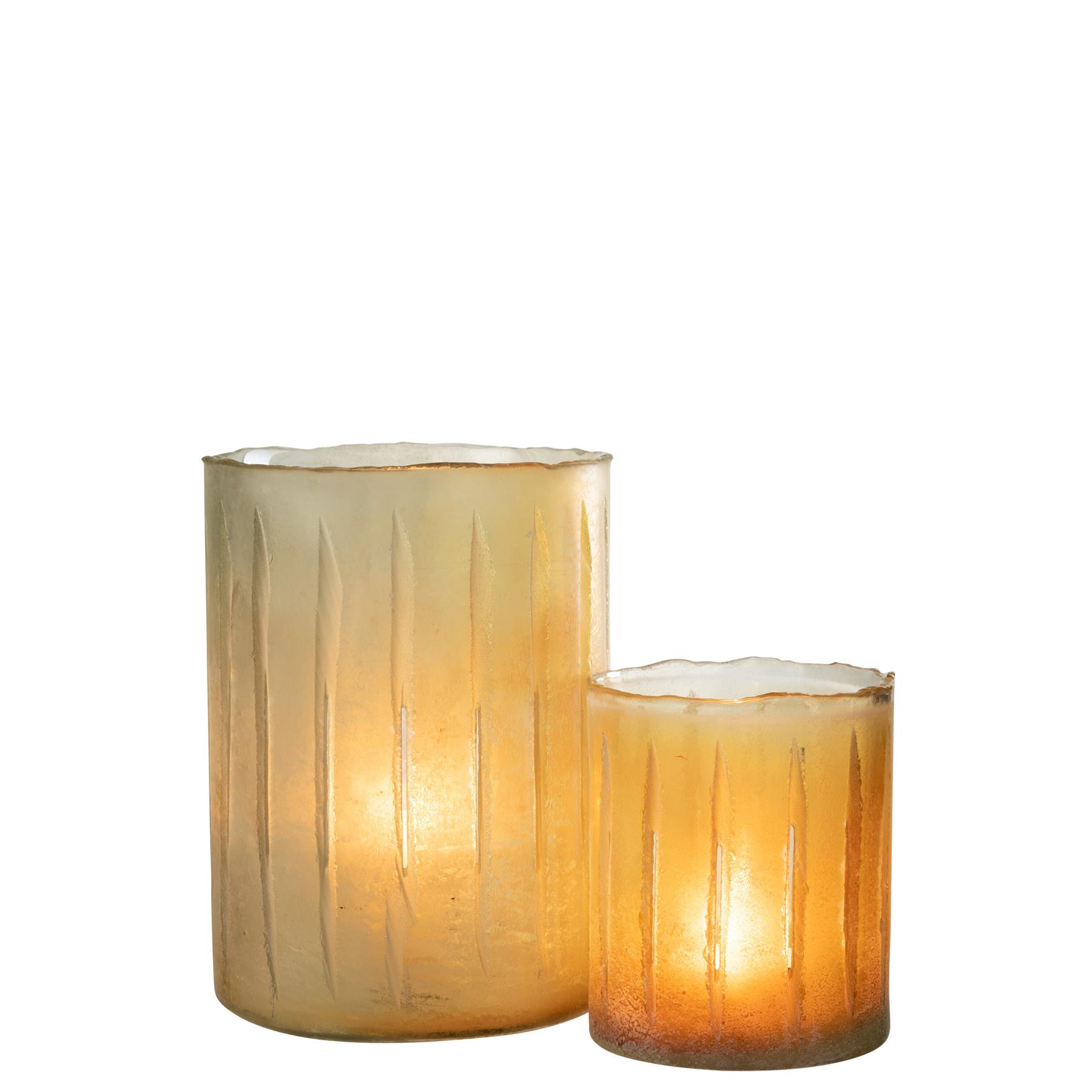 J-Line windlicht Strepen - glas - geel - large