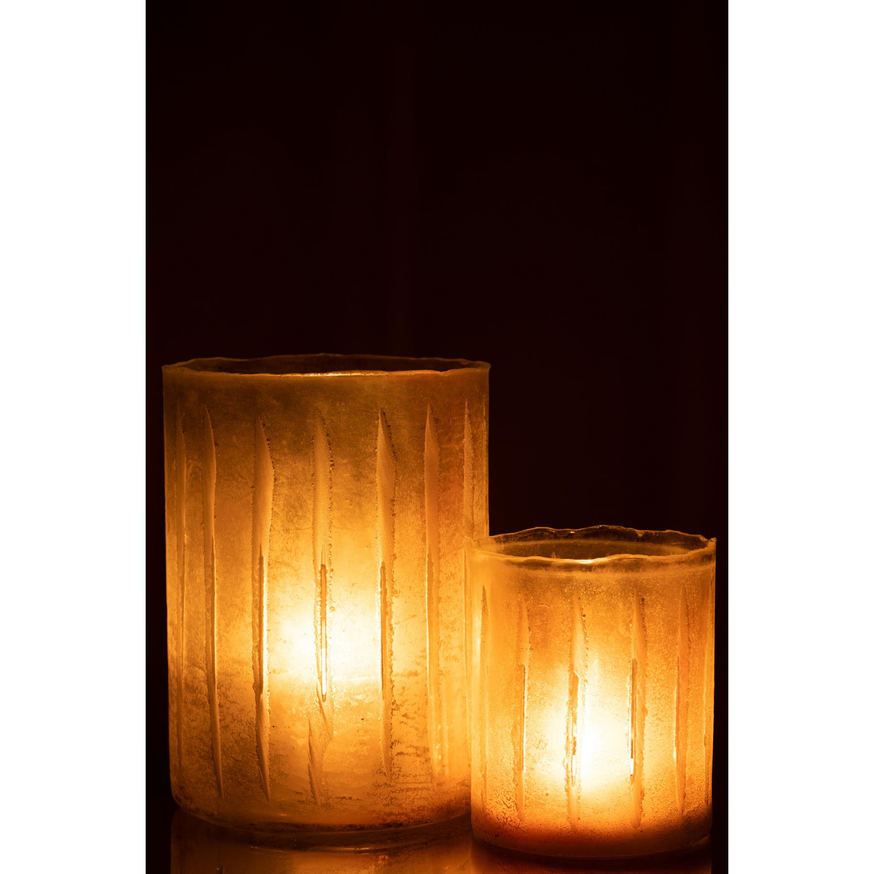 J-Line windlicht Strepen - glas - geel - large