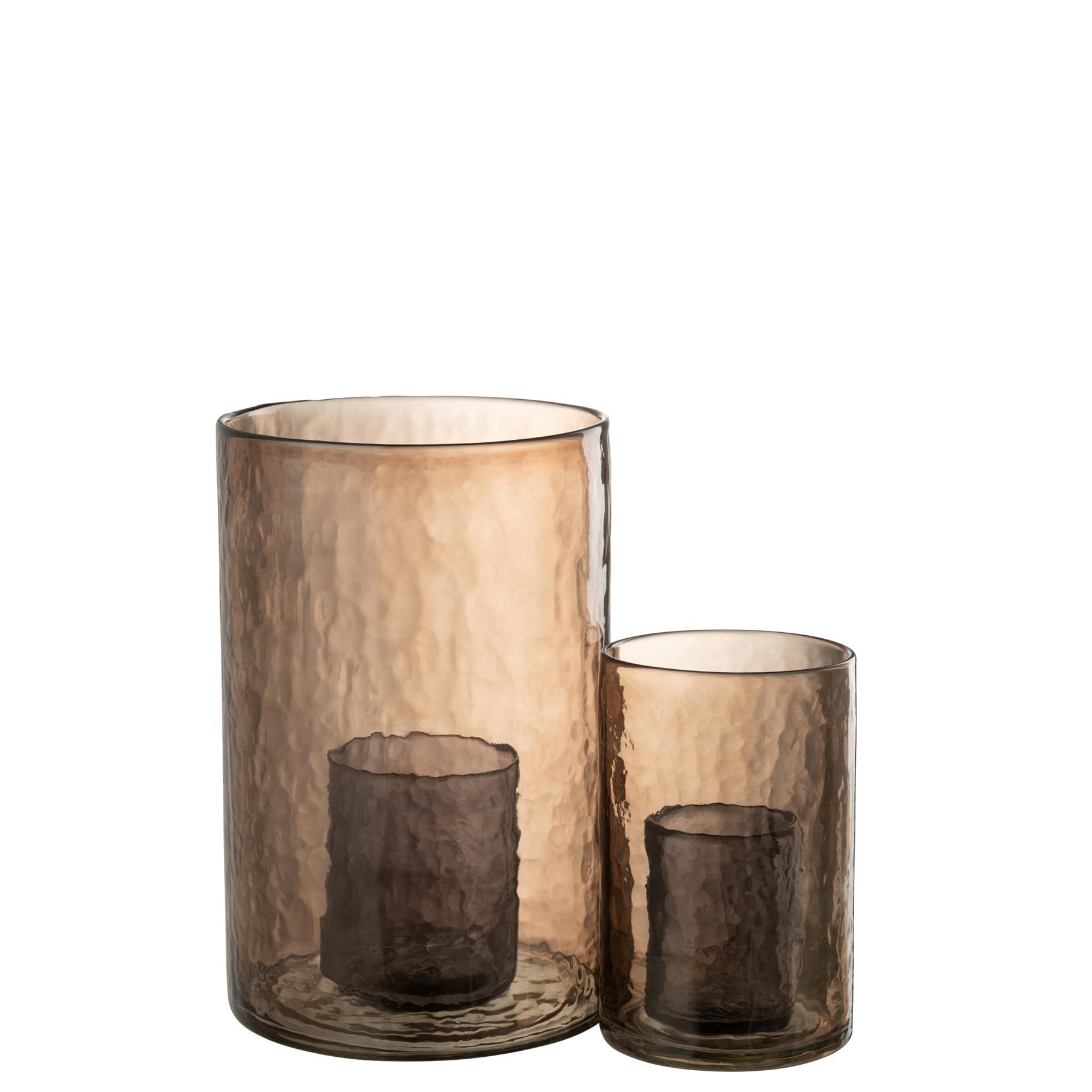 J-Line windlicht Dubbel - glas - oker - large