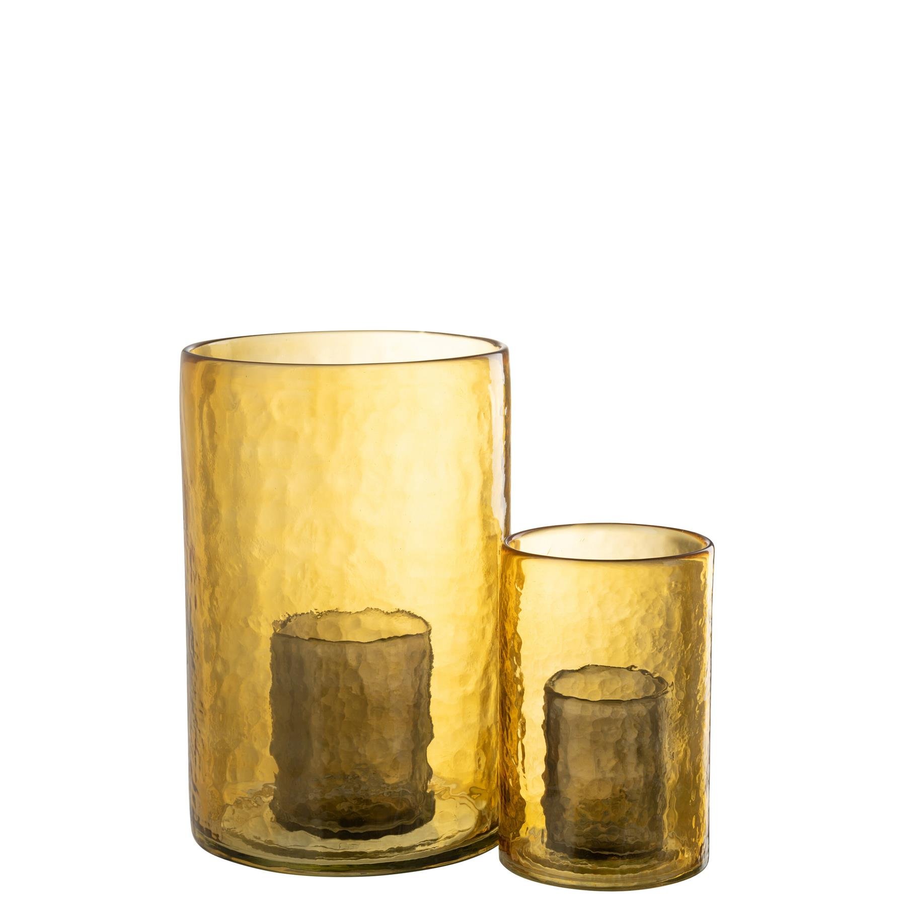 J-Line windlicht Dubbel - glas - geel - large