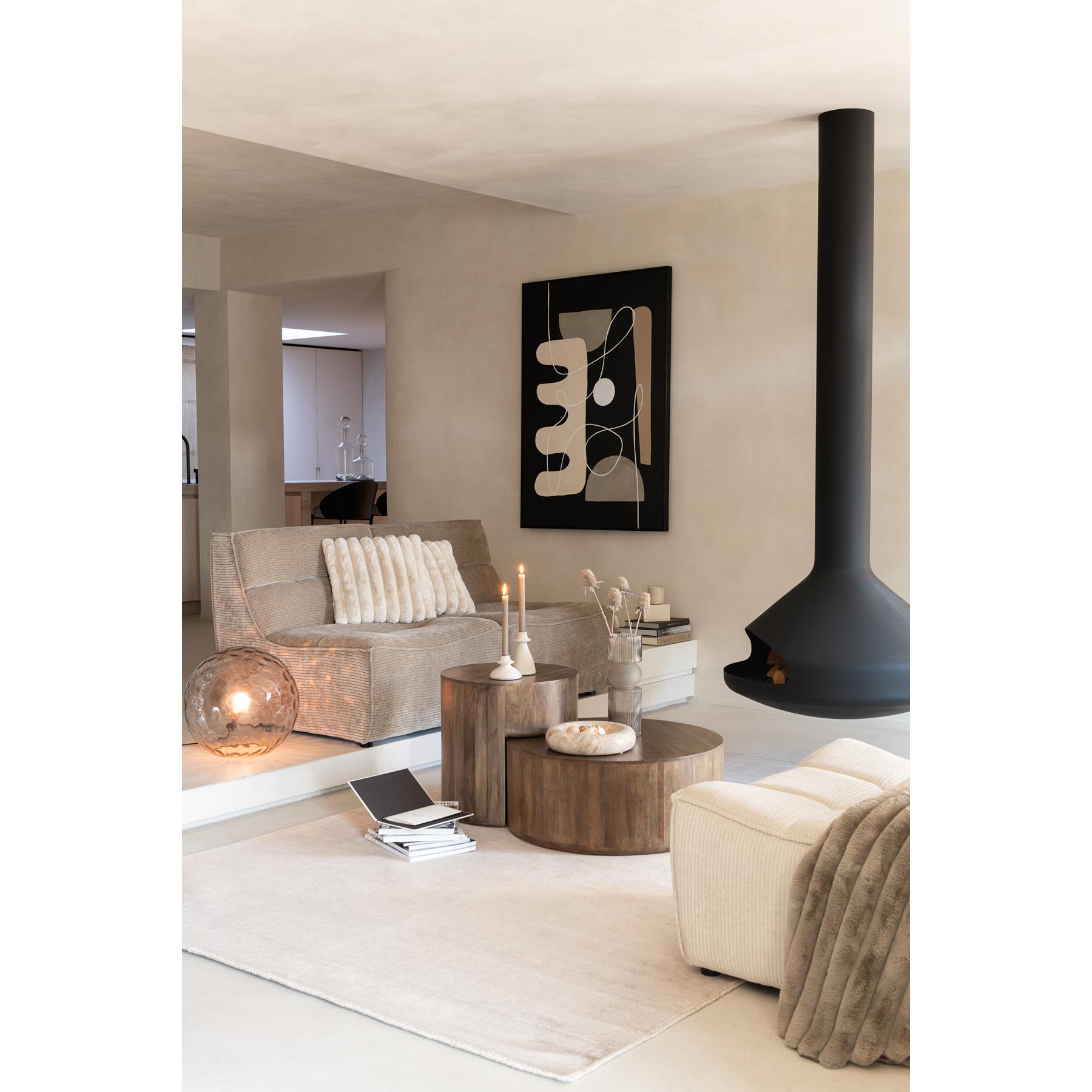 J-Line kom Rond Laag Marmer - steen - beige - small