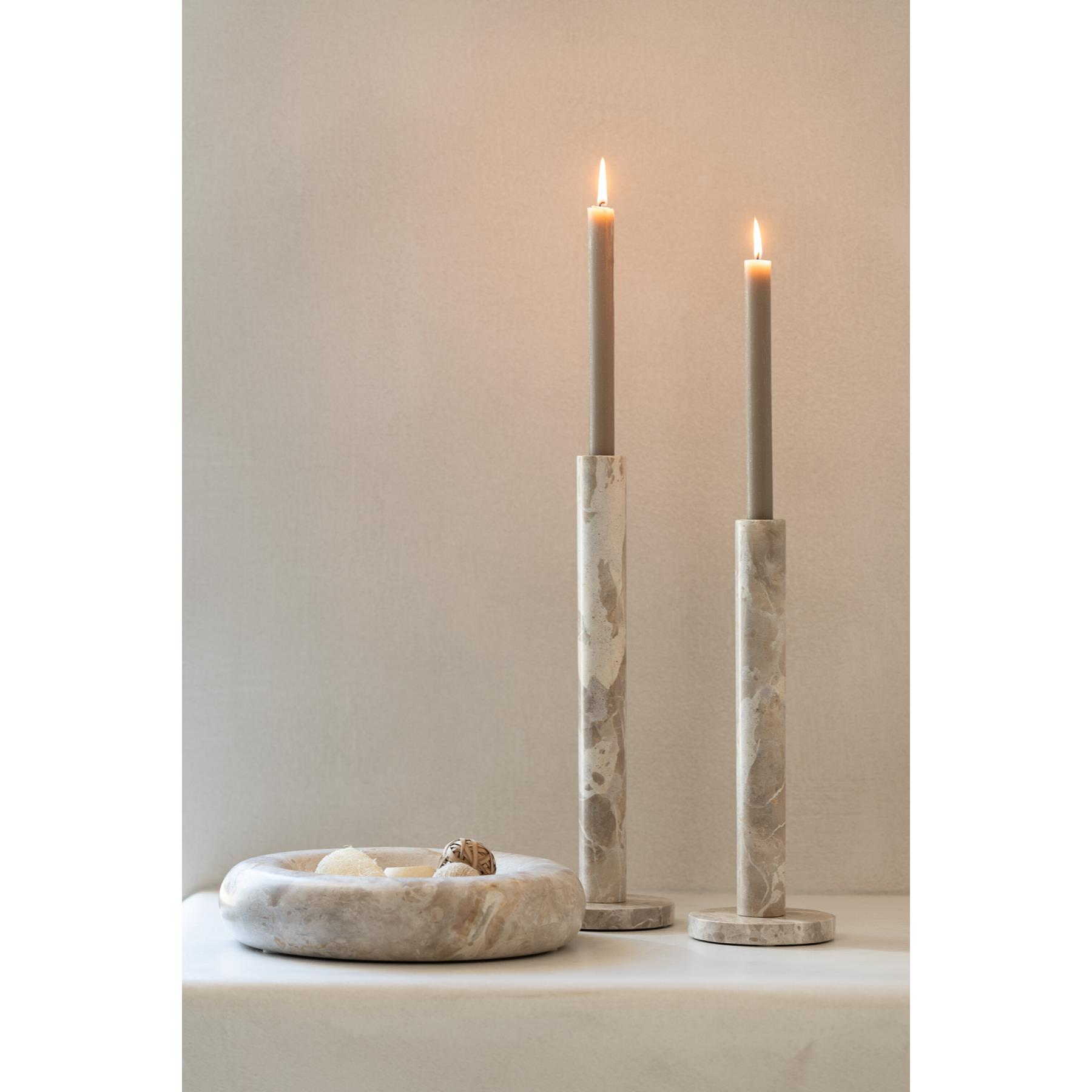 J-Line kom Rond Laag Marmer - steen - beige - small