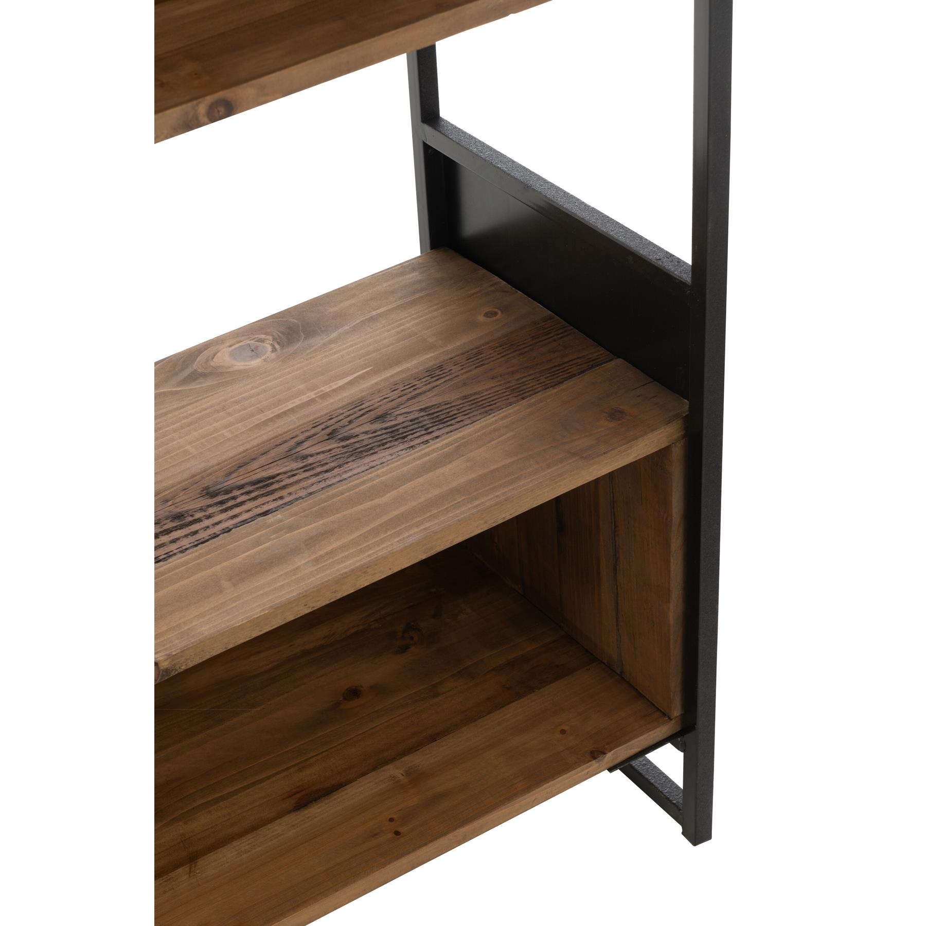 J-Line rek - hout|metaal - zwart|naturel - large