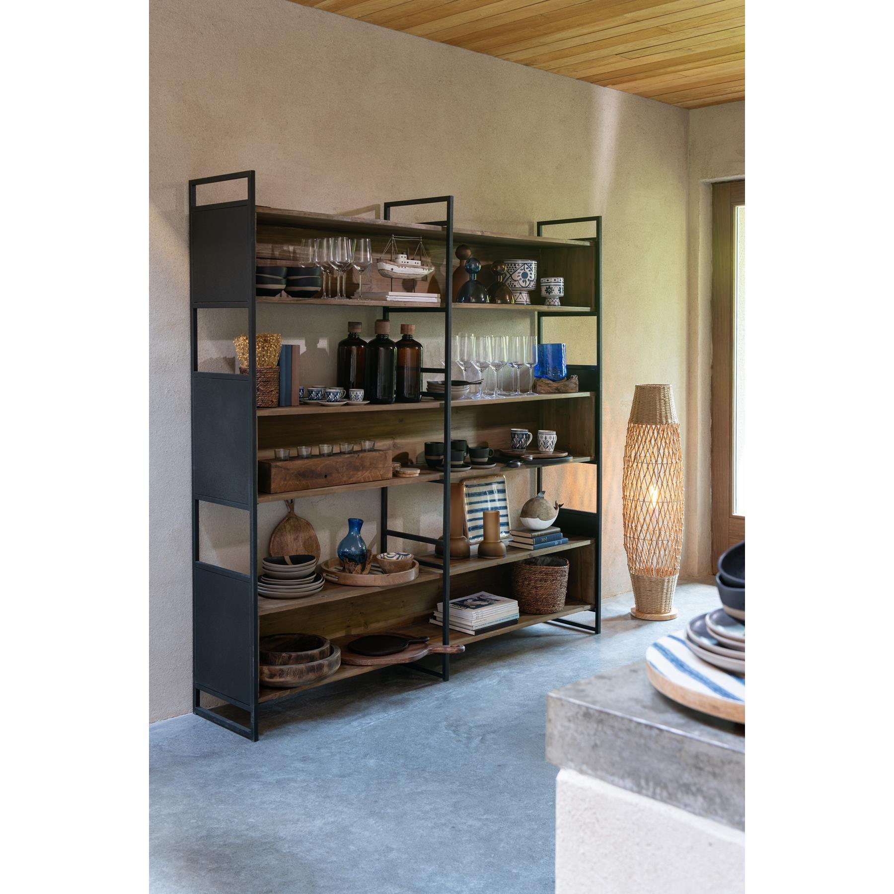J-Line rek - hout|metaal - zwart|naturel - large