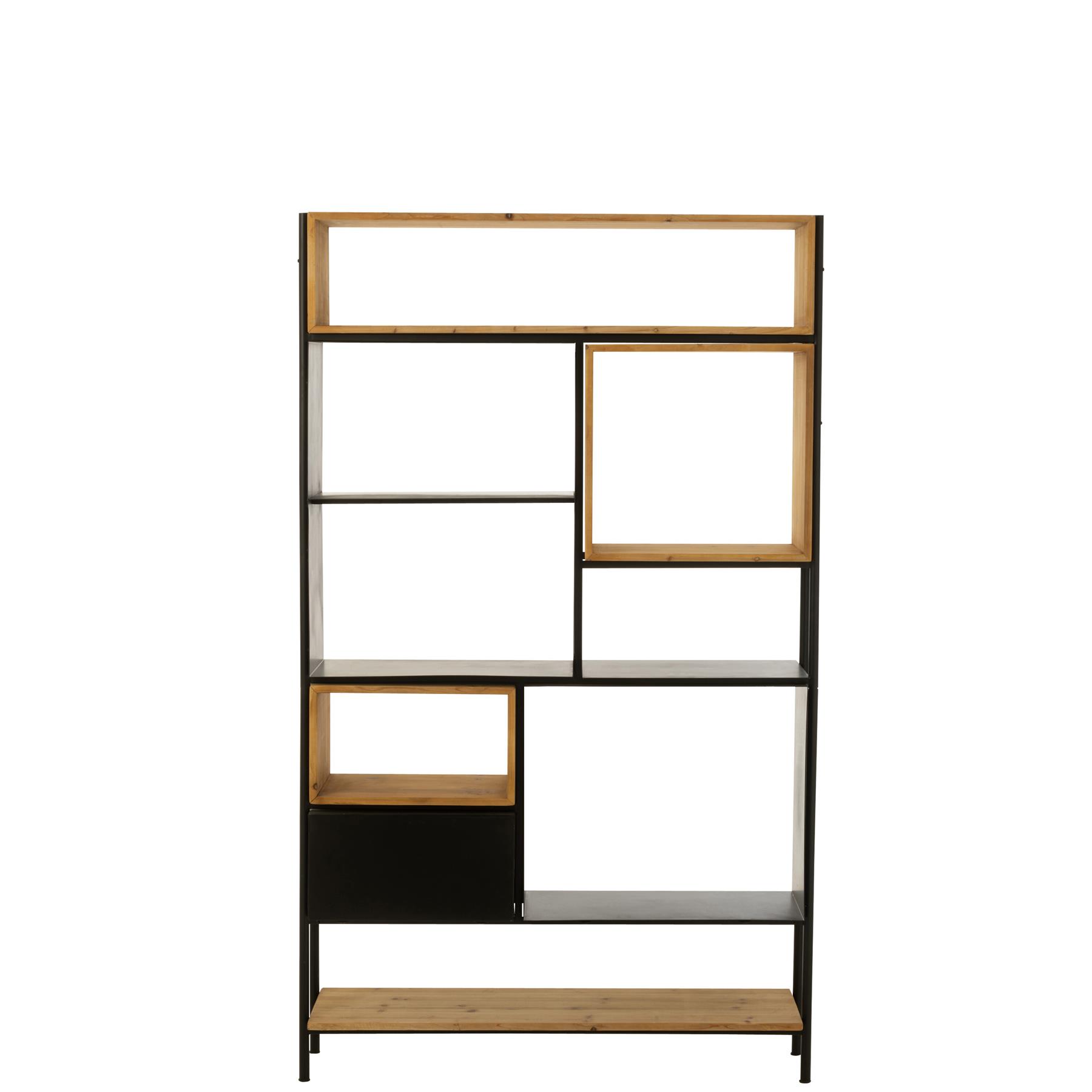 J-Line kast Tina - hout|ijzer - zwart|naturel - large