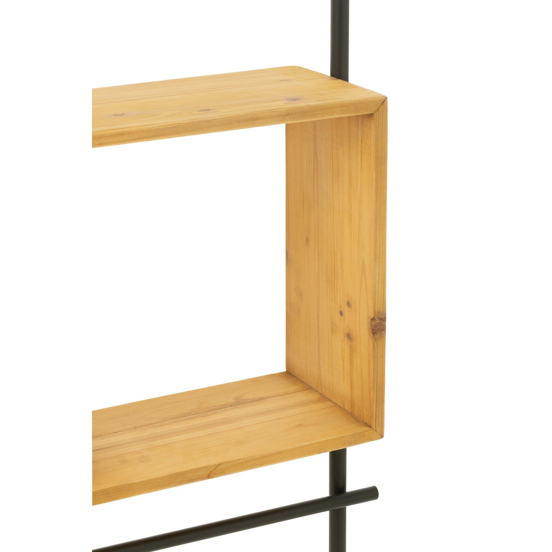 J-Line kast Muur Met Spiegel Tina - hout|ijzer - zwart|naturel