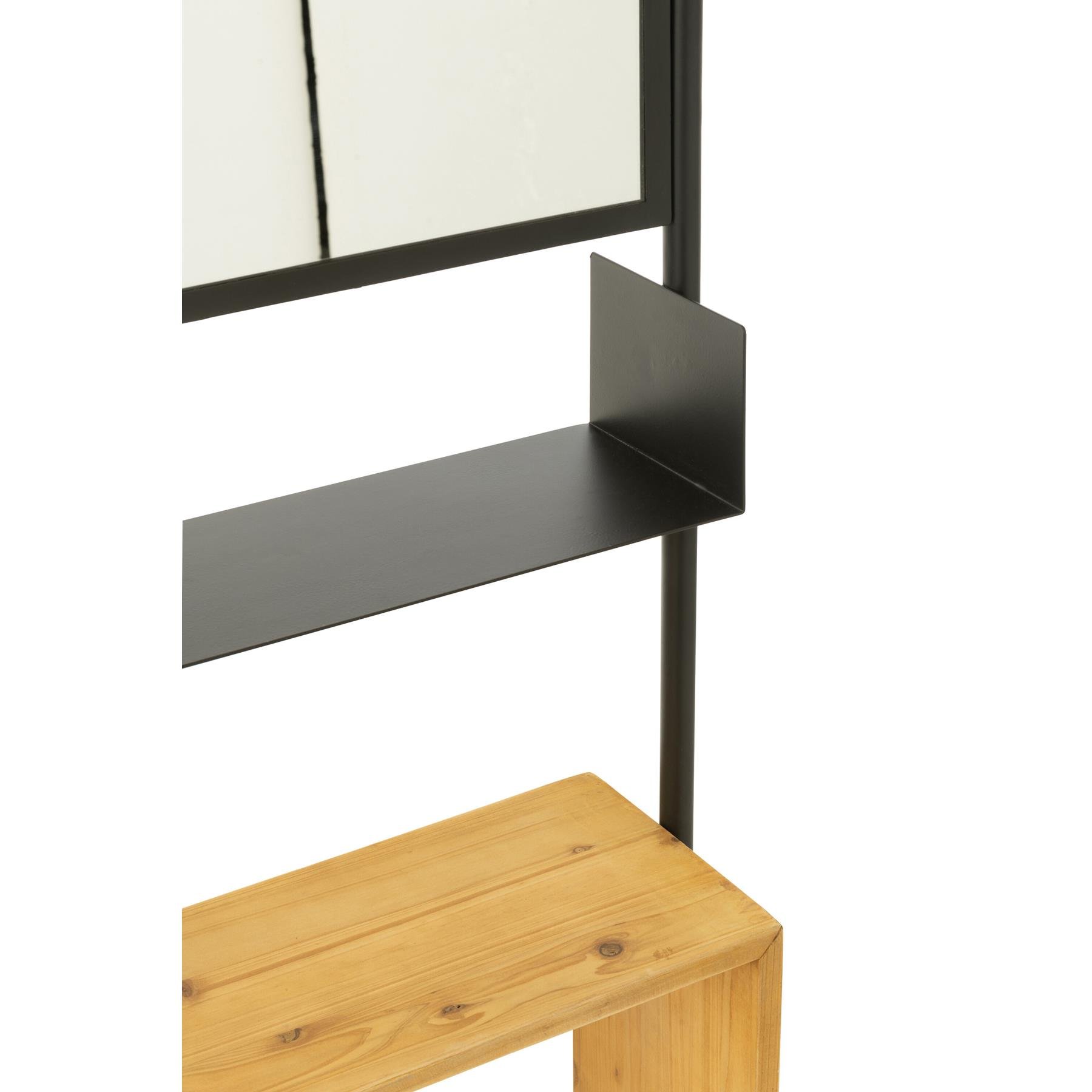 J-Line kast Muur Met Spiegel Tina - hout|ijzer - zwart|naturel