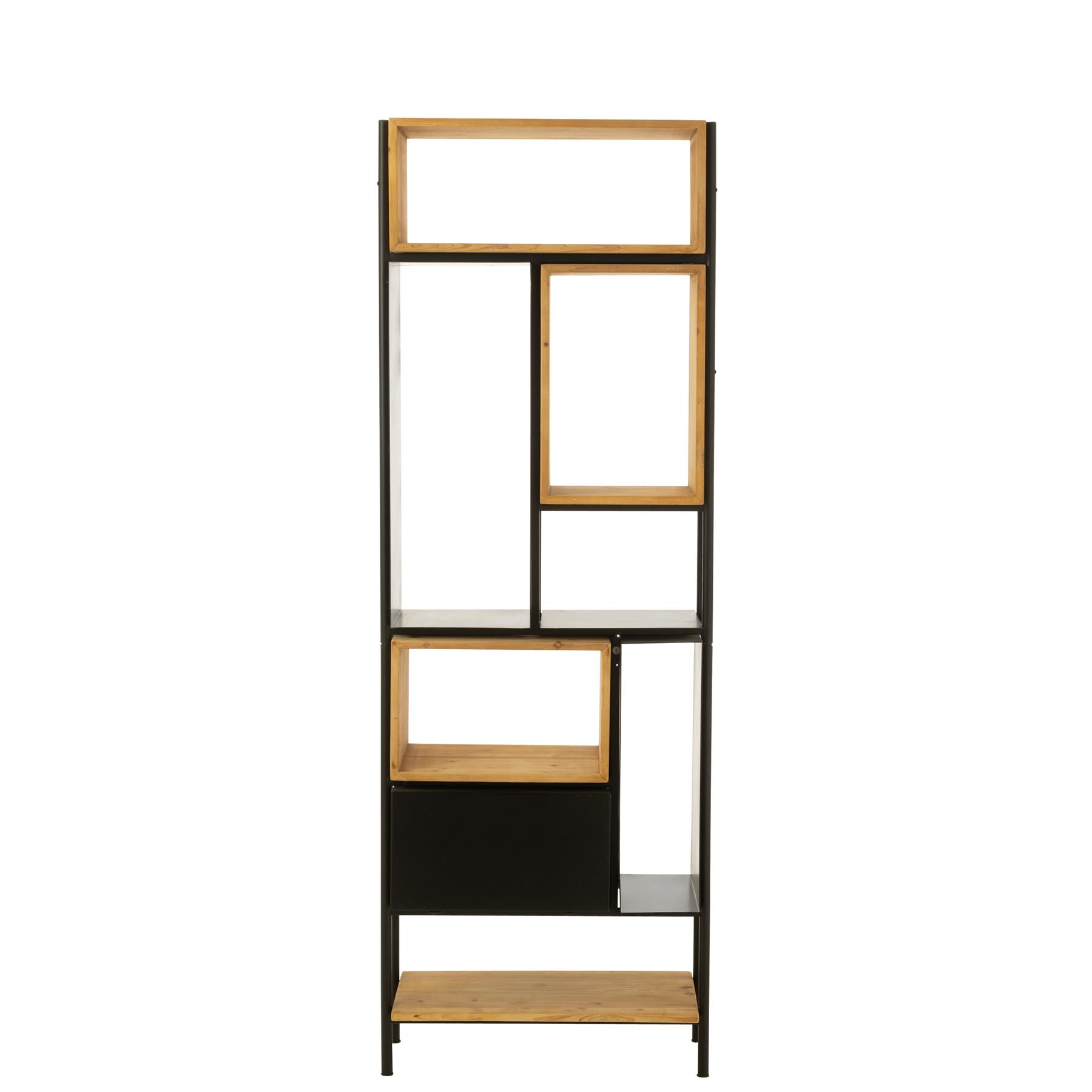 J-Line kast Tina - hout|ijzer - zwart|naturel - small