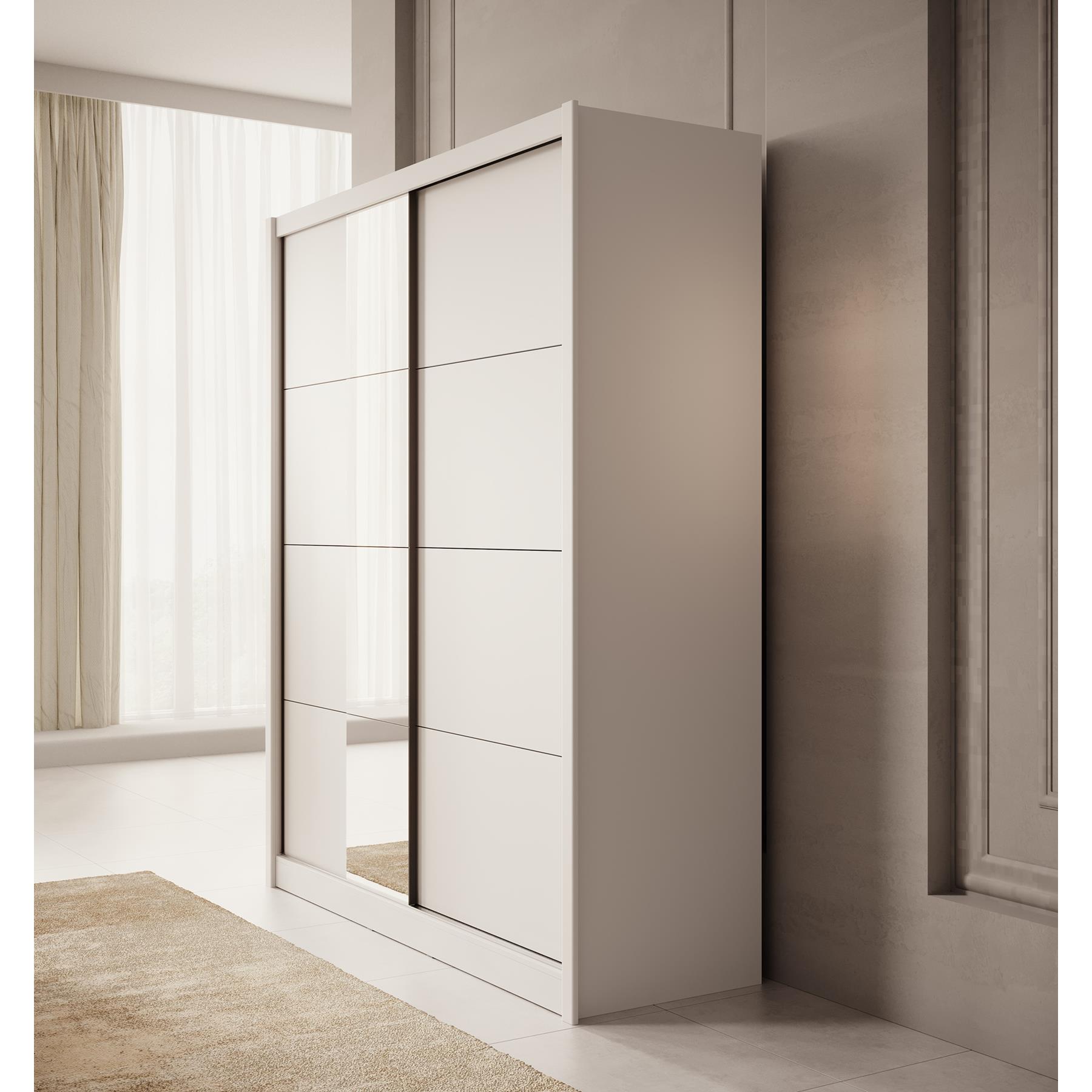 Meubella Kledingkast Azul - Wit - 180 cm - Met spiegel
