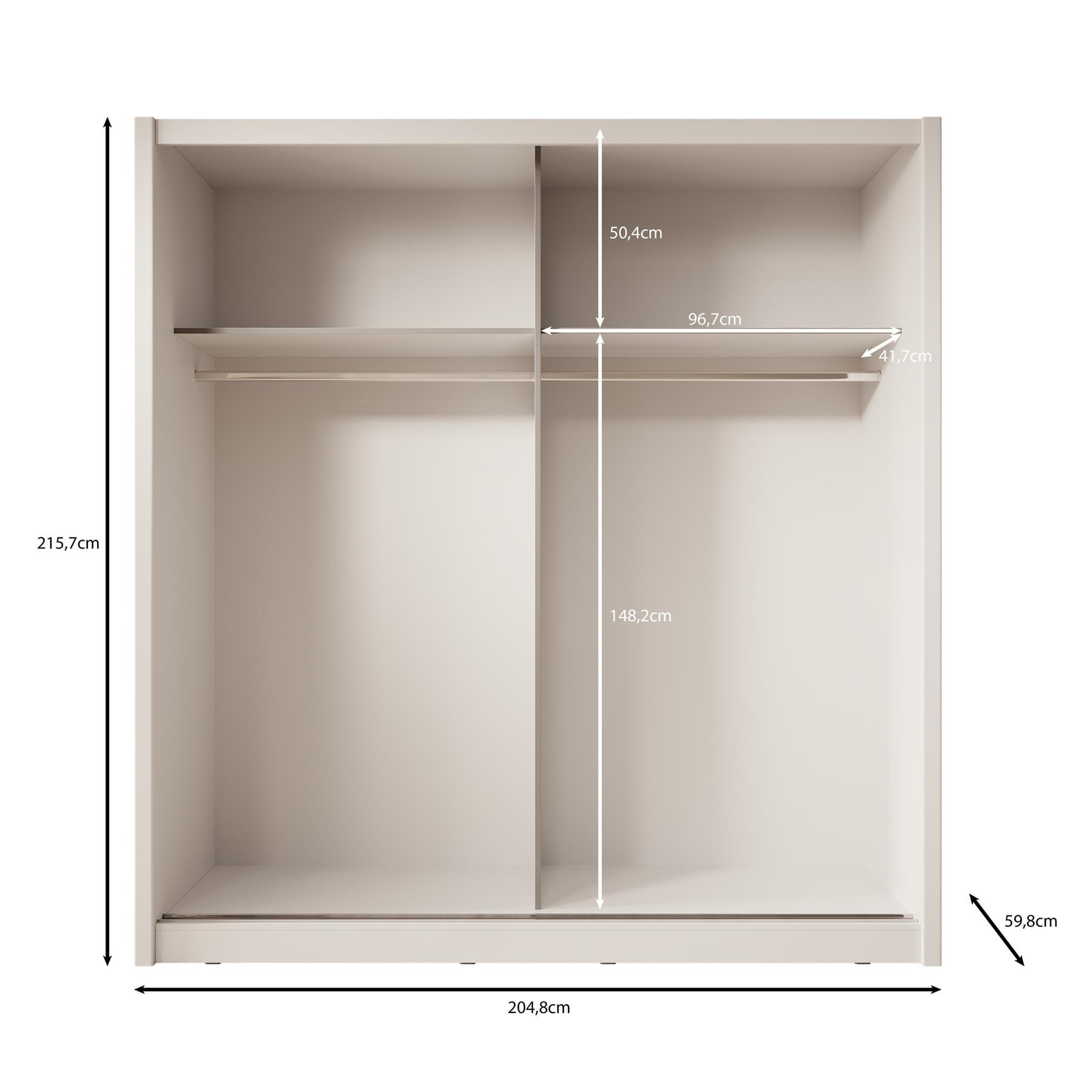 Meubella Kledingkast Azul - Beige - 205 cm - Met spiegel