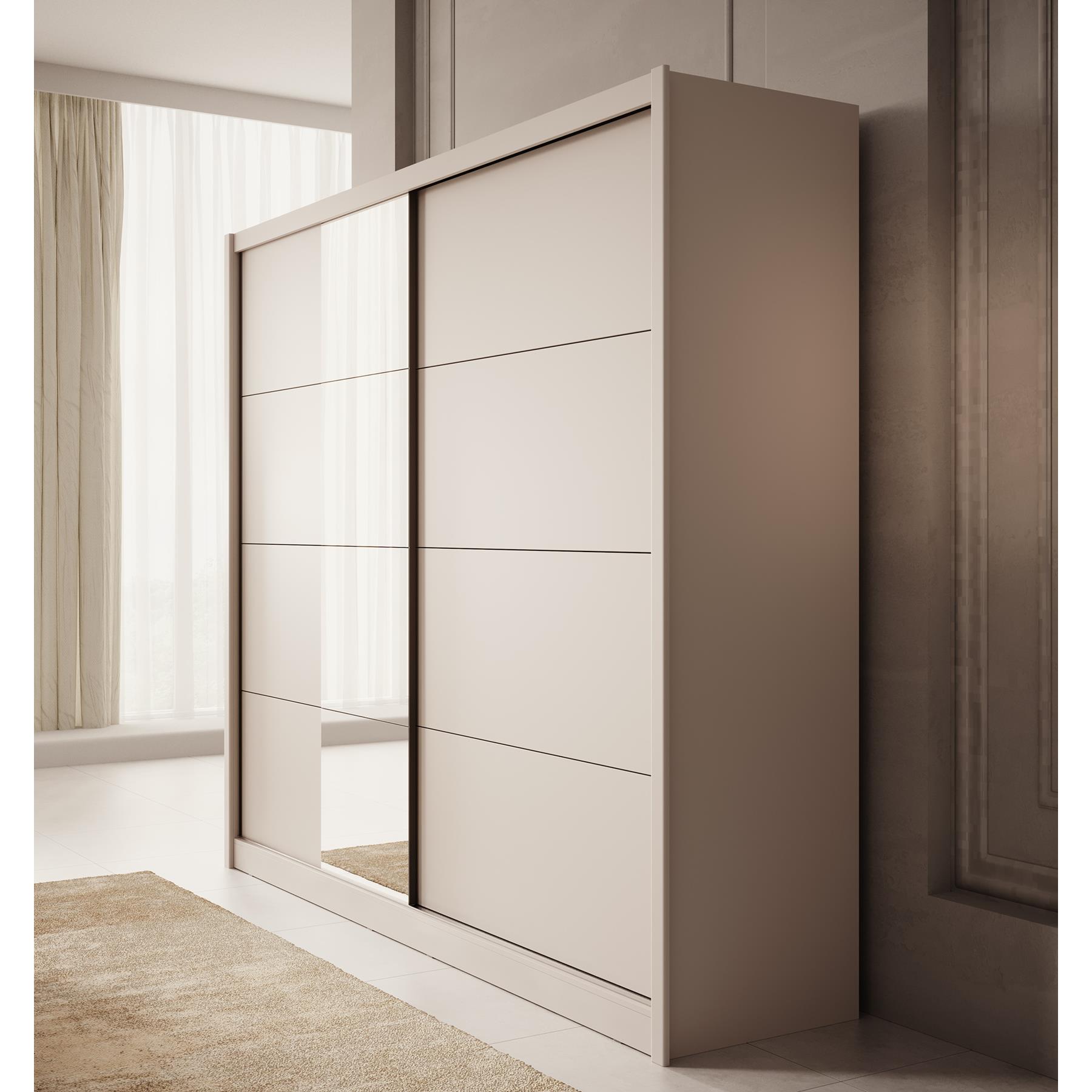Meubella Kledingkast Azul - Beige - 251 cm - Met spiegel