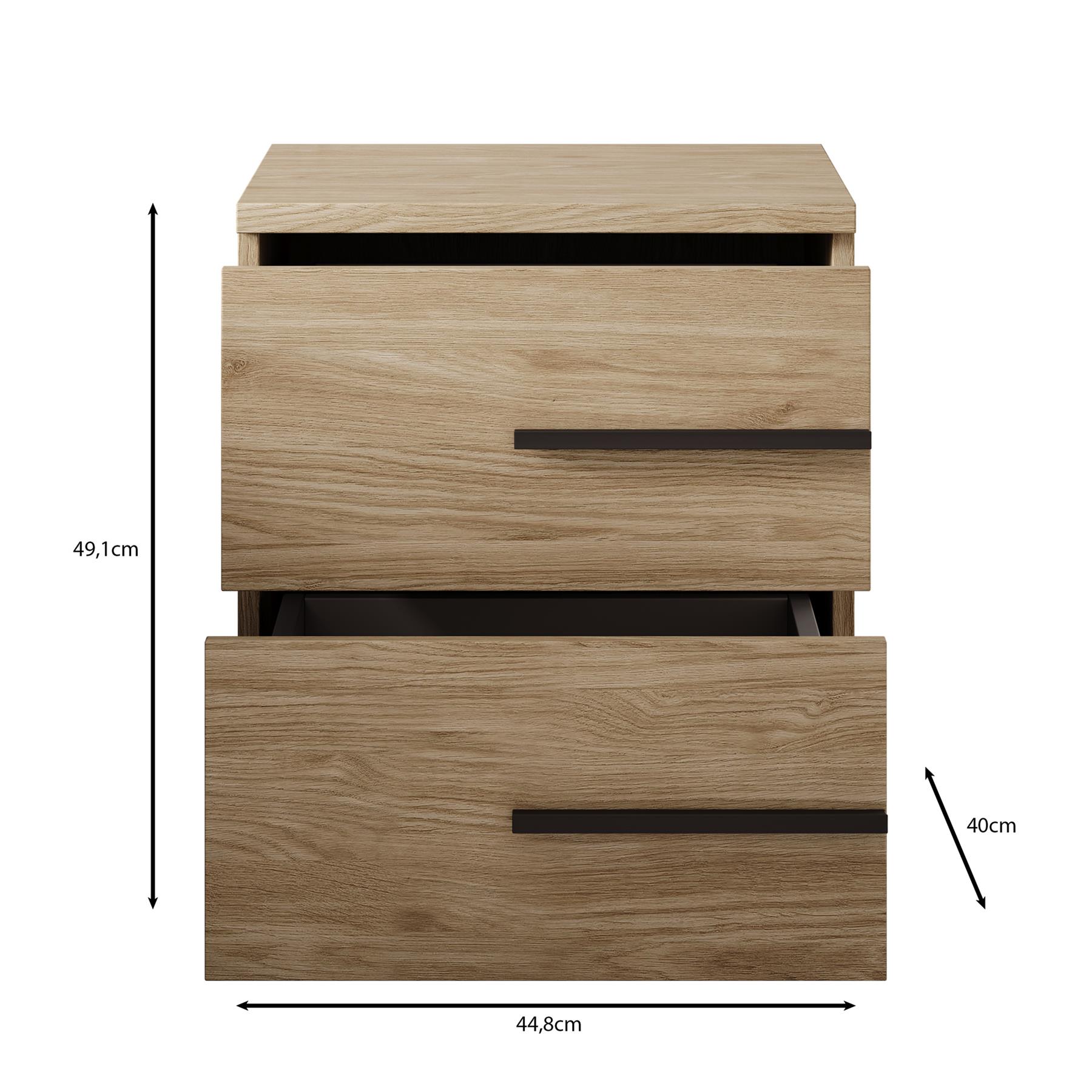 Meubella Nachtkastje Valetta - Eiken - 45 cm - Rechts