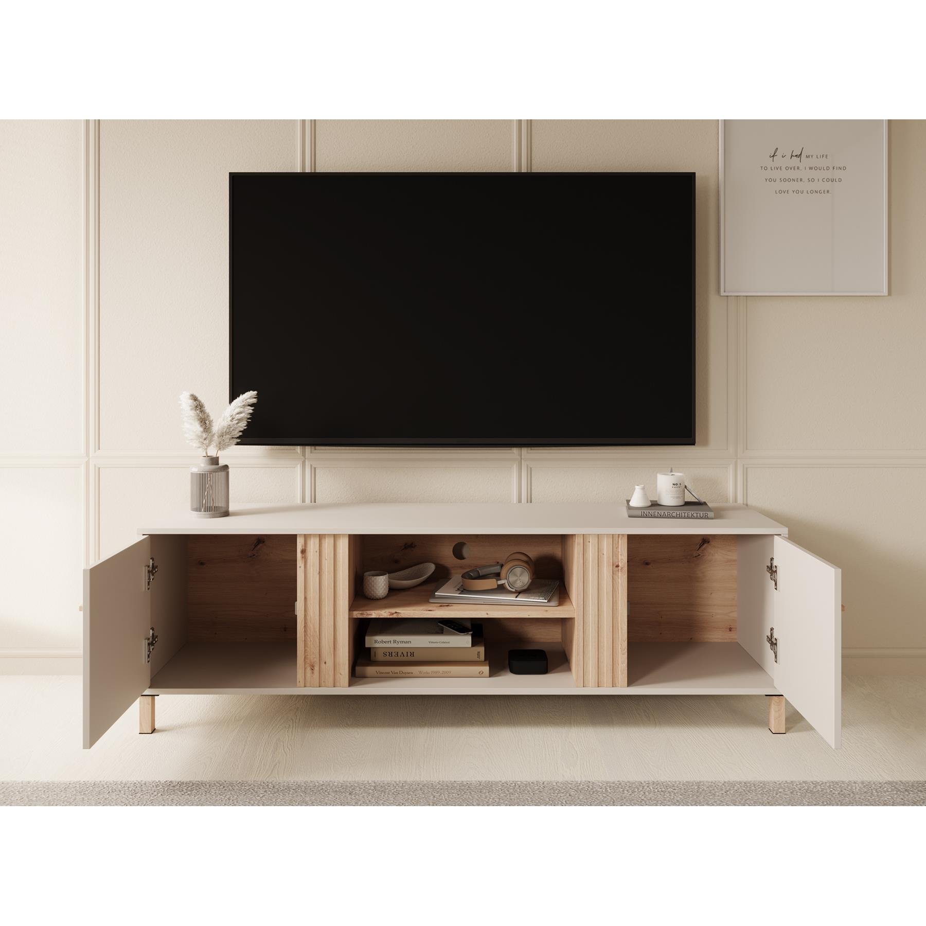 Meubella TV-Meubel Bahia - Beige - 163 cm