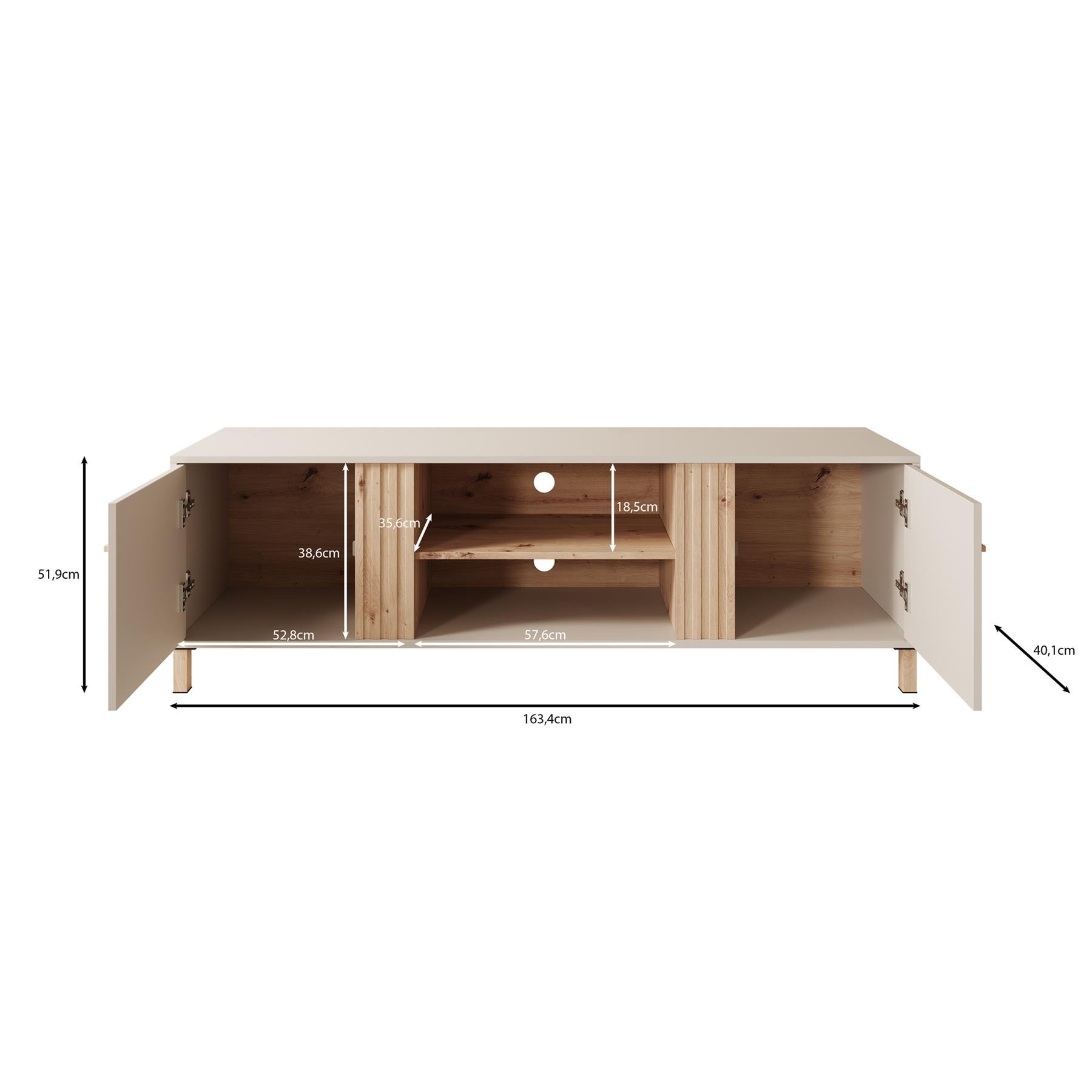 Meubella TV-Meubel Bahia - Beige - 163 cm