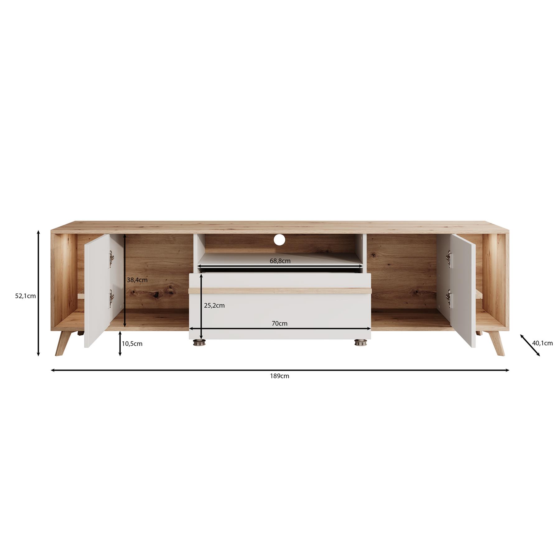 Meubella TV-Meubel Oswald - Wit - 189 cm