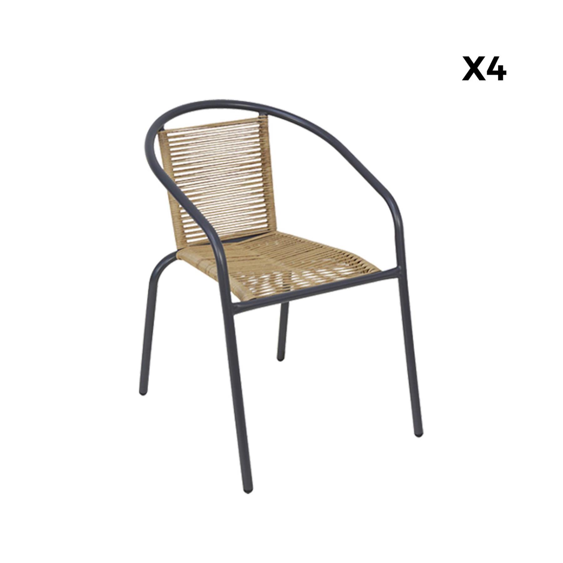sweeek - Set van 4 tuinstoelen in natuurlijke kunststof