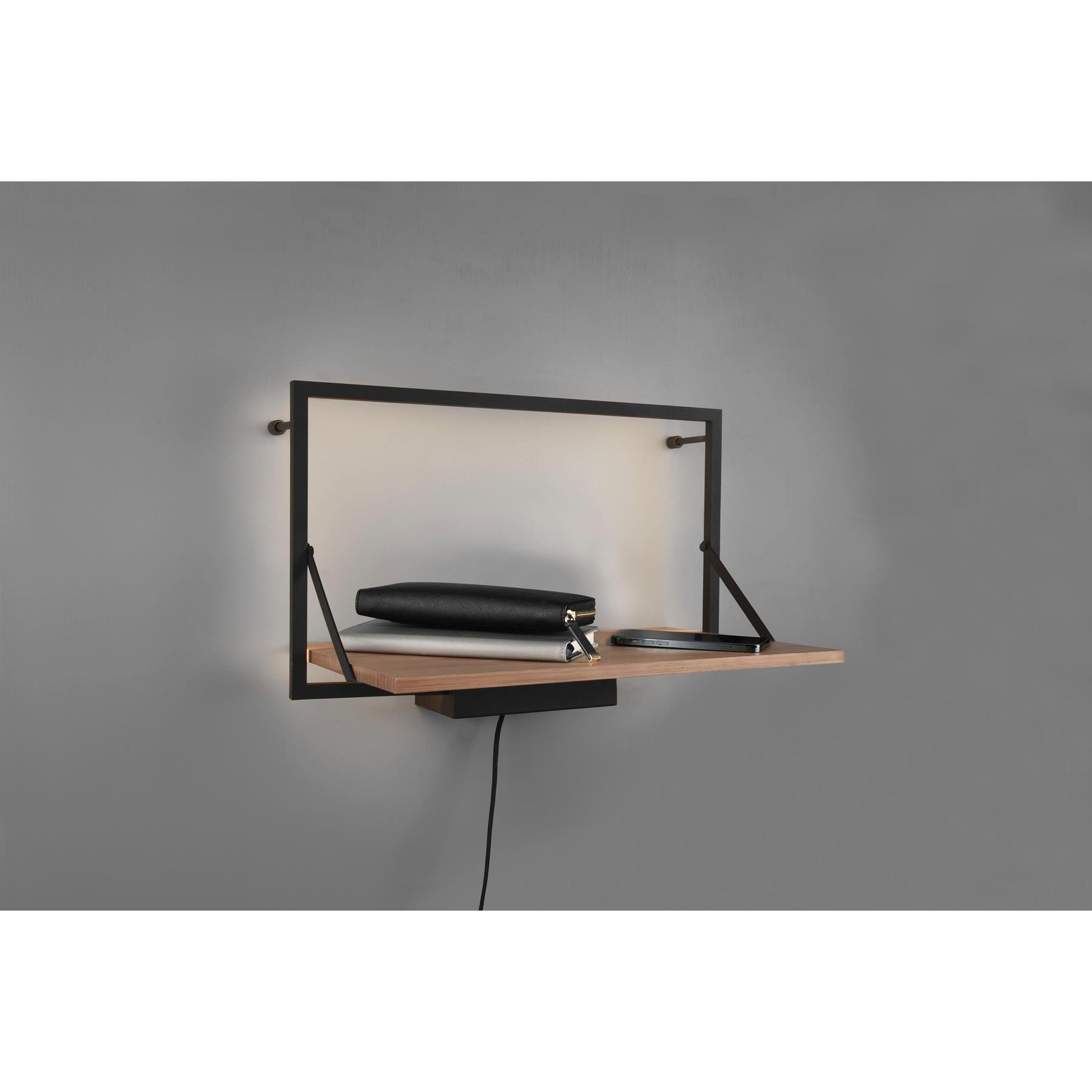 M&amp;M Leonie Wandplank Met LED Verlichting 9W Hout | Metaal