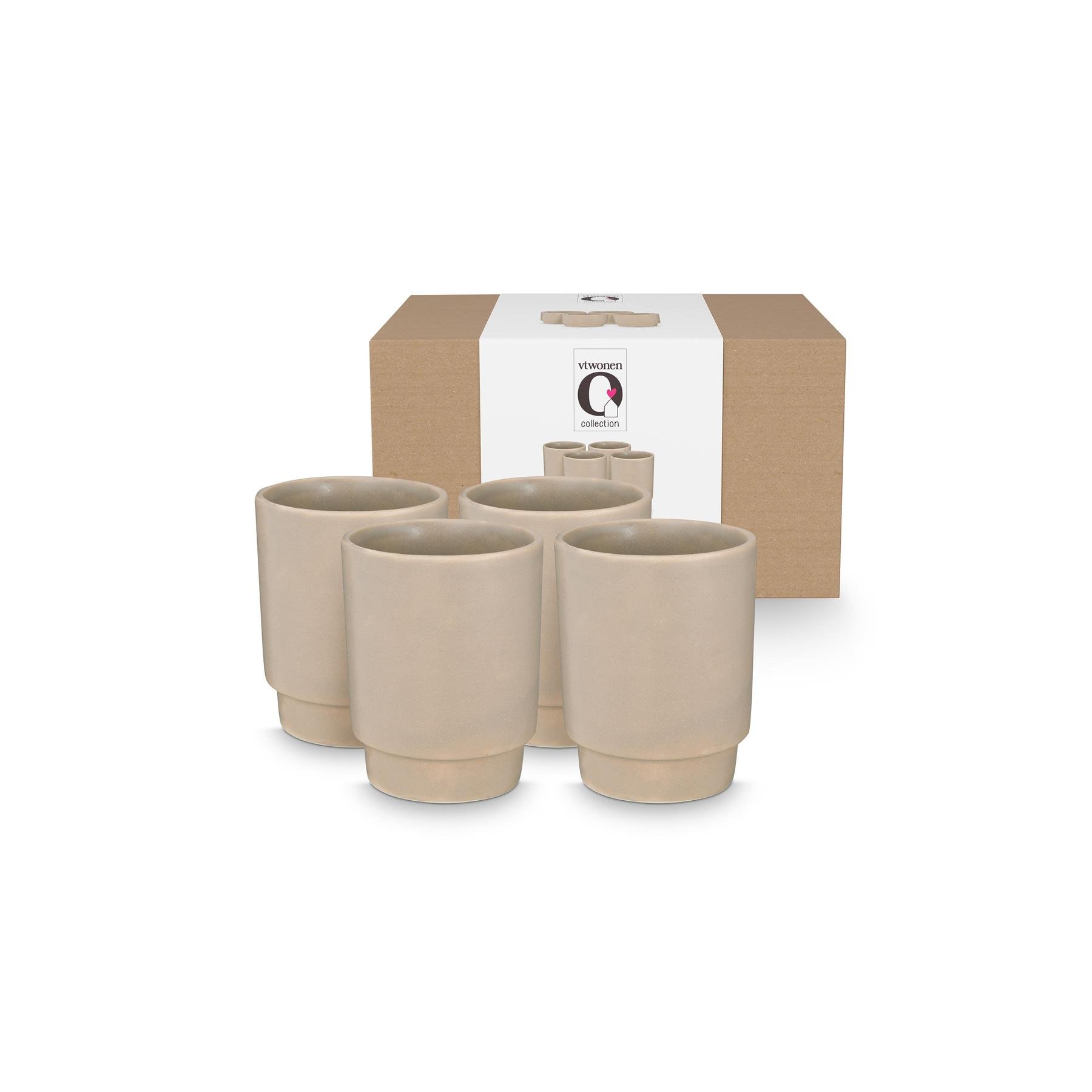 vtwonen - Mugs - Light Gray - Ceramic - 250ml - Set of 4