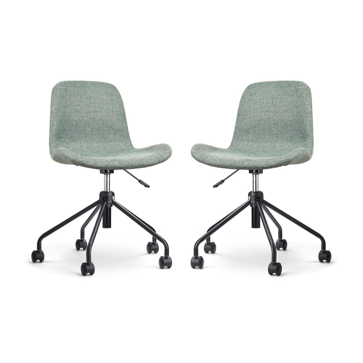 Nolon Nout-Fé Bureaustoelen Set van 2 - Zacht groen - Zwart Onderstel
