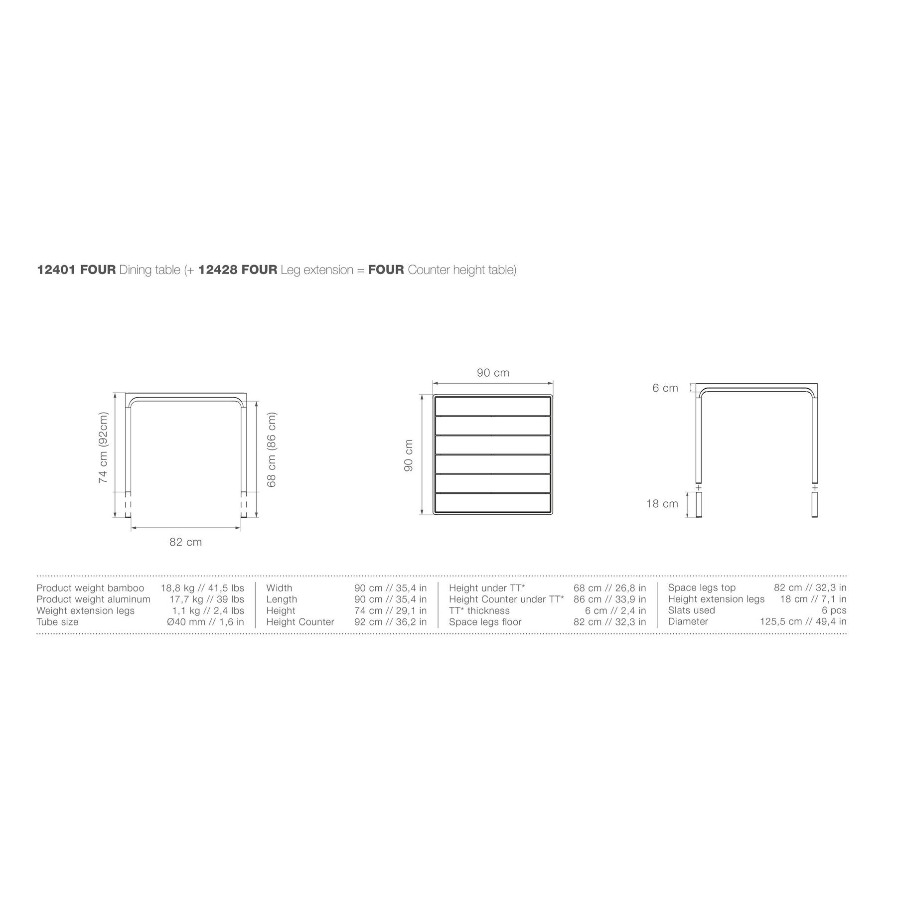Houe Four tuintafel 90x90 Olive Green
