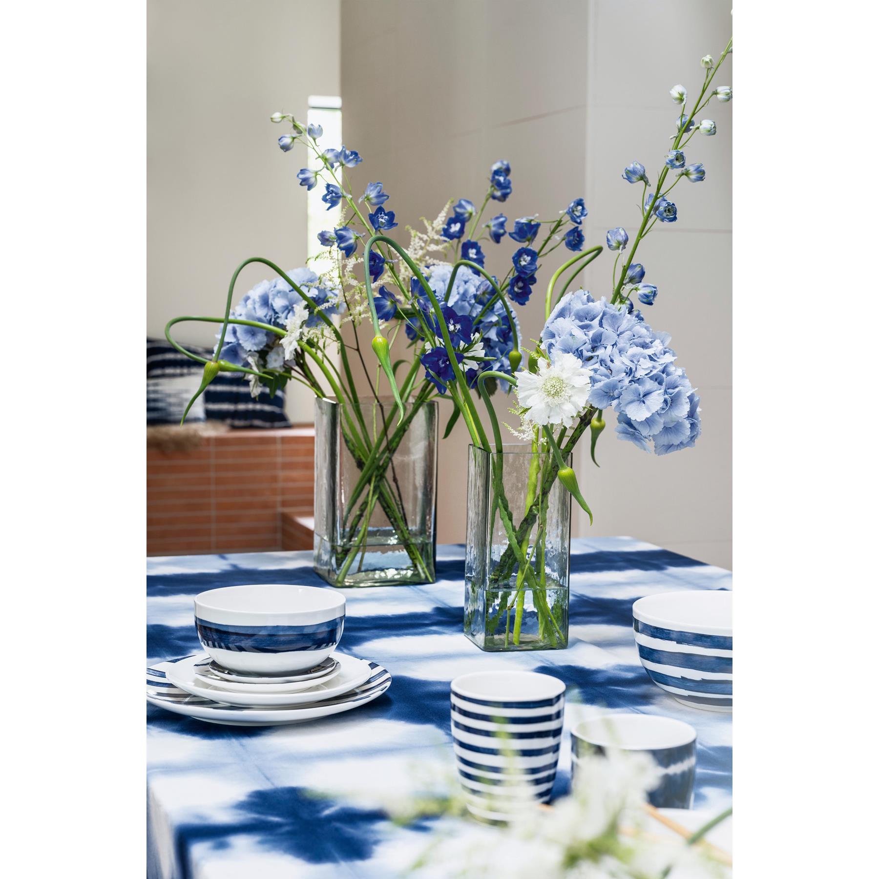 vtwonen - Beschilderde Kommen - Blauw, Wit - 20.5cm