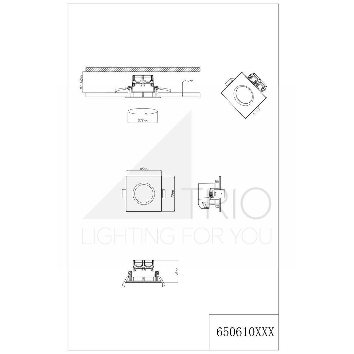 Trio Leuchten Zagros Inbouwverlichting 1X SMD 5,5W Nikkel