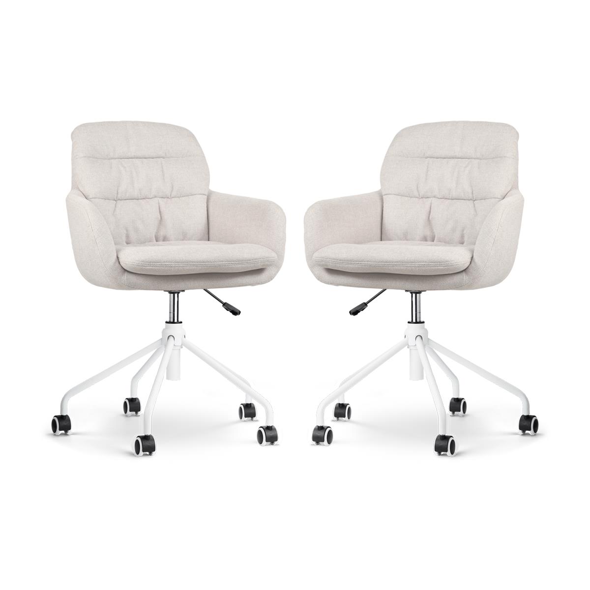 Nolon Nout-Mia Bureaustoelen Set van 2 - Beige - Wit Onderstel
