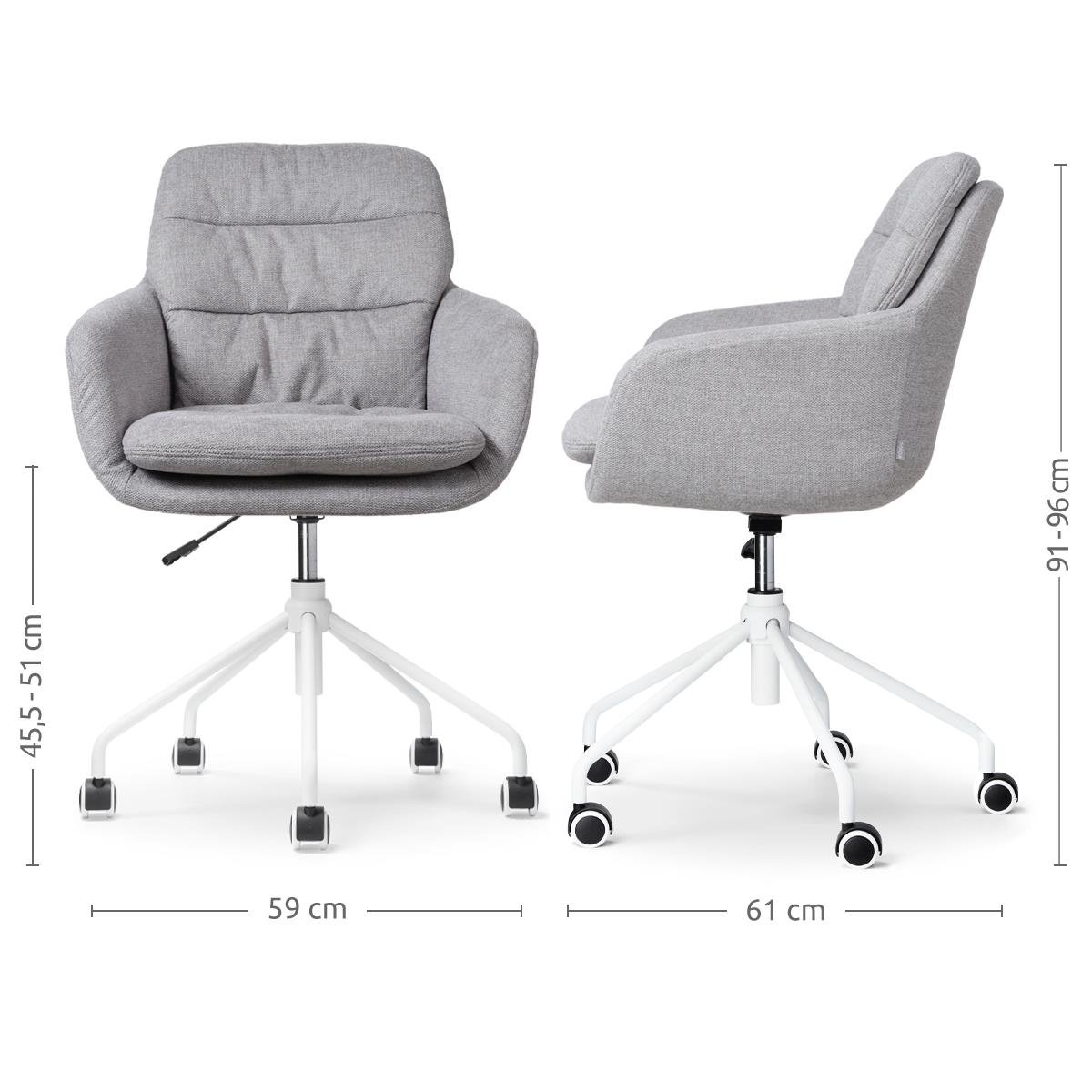 Nolon Nout-Mia Bureaustoelen Set van 2 - Grijs - Wit Onderstel