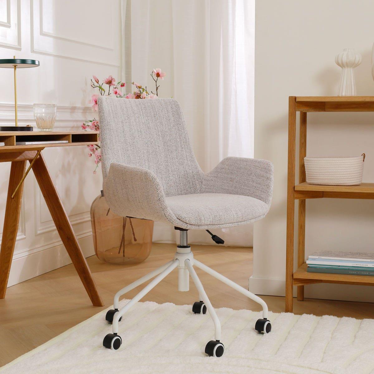 Nolon Nout-Eef Bureaustoel Beige Gemêleerd - Armleuning - Wit