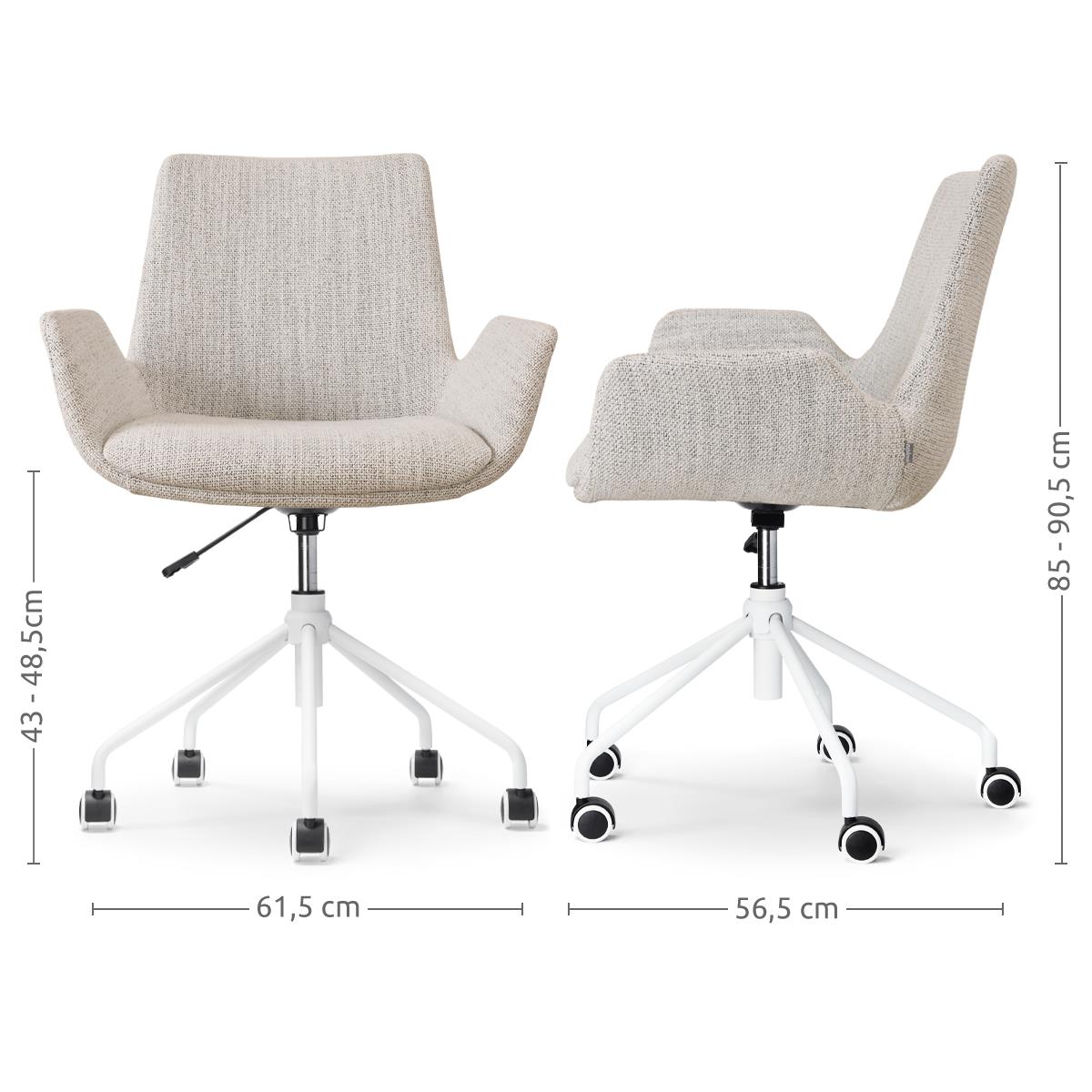 Nolon Nout-Eef Bureaustoel Beige Gemêleerd - Armleuning - Wit