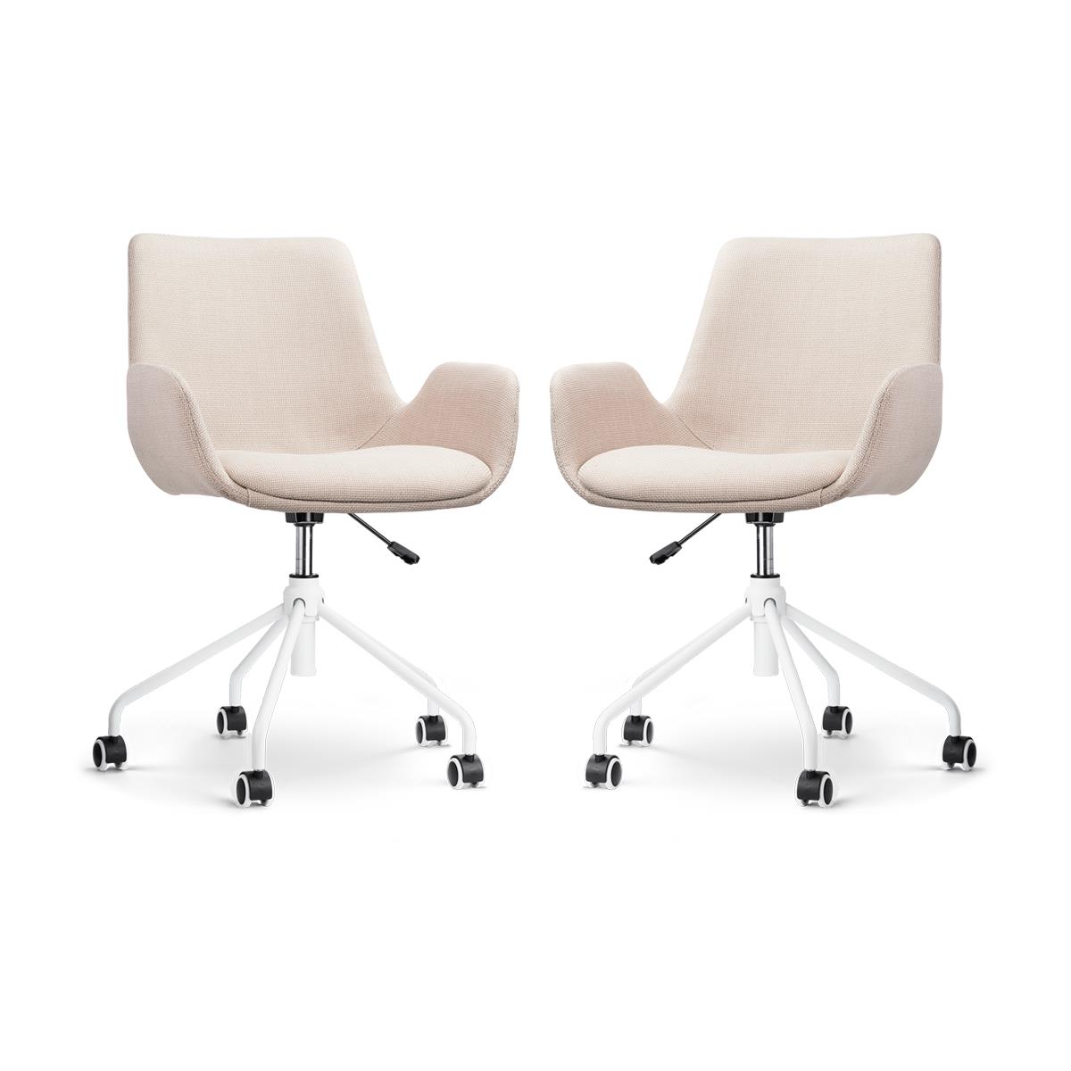 Nolon Nout-Eef Bureaustoelen Set van 2 - Beige - Wit Onderstel