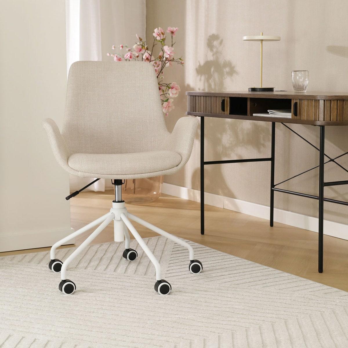 Nolon Nout-Eef Bureaustoelen Set van 2 - Beige - Wit Onderstel