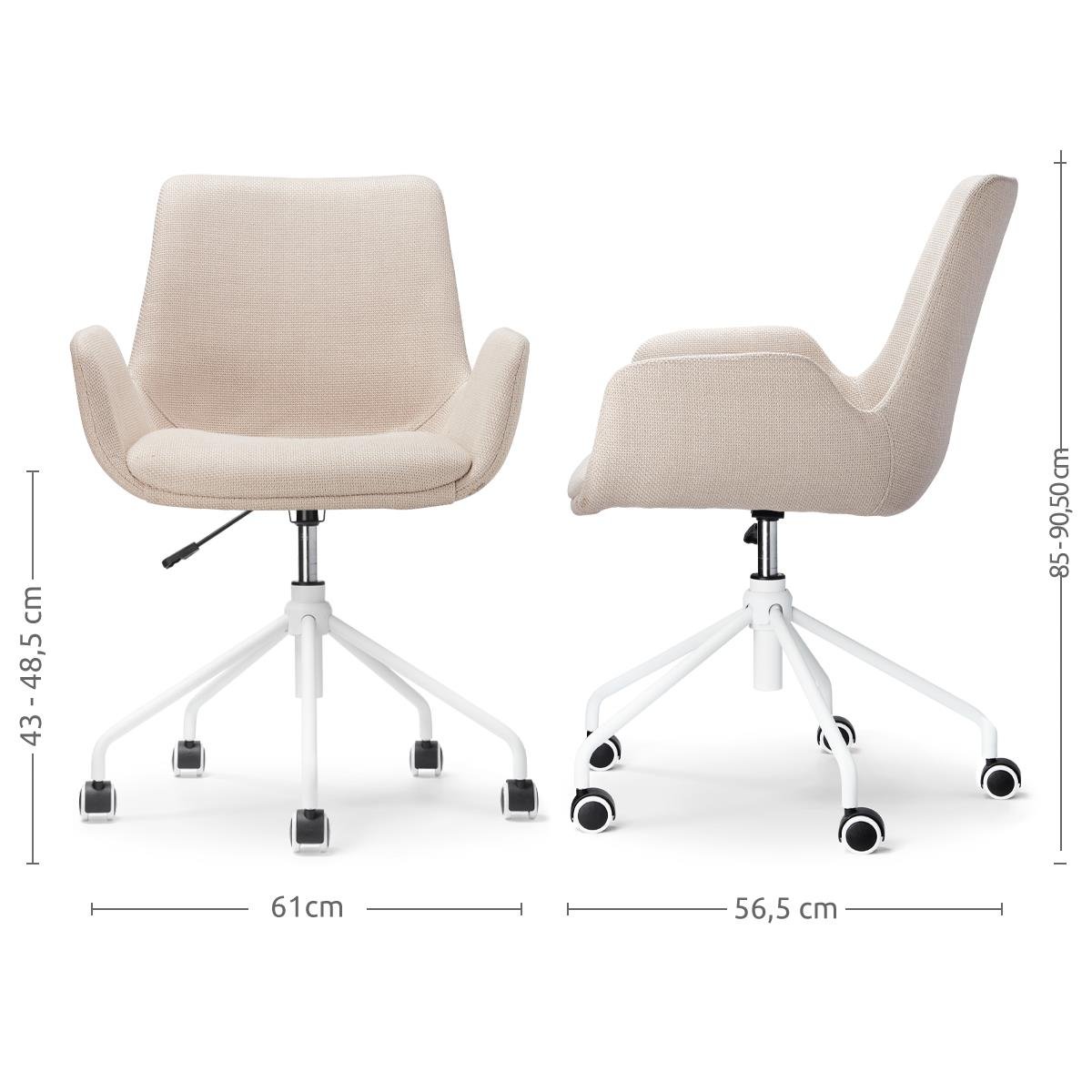 Nolon Nout-Eef Bureaustoelen Set van 2 - Beige - Wit Onderstel
