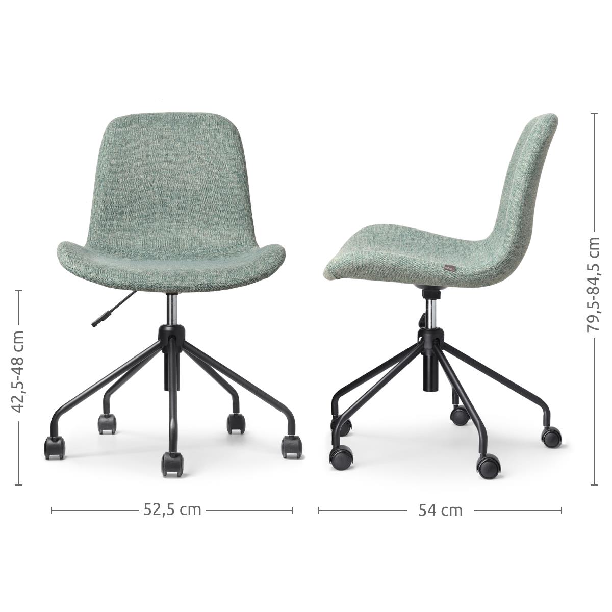 Nolon Nout-Fé Bureaustoelen Set van 2 - Zacht groen - Zwart Onderstel