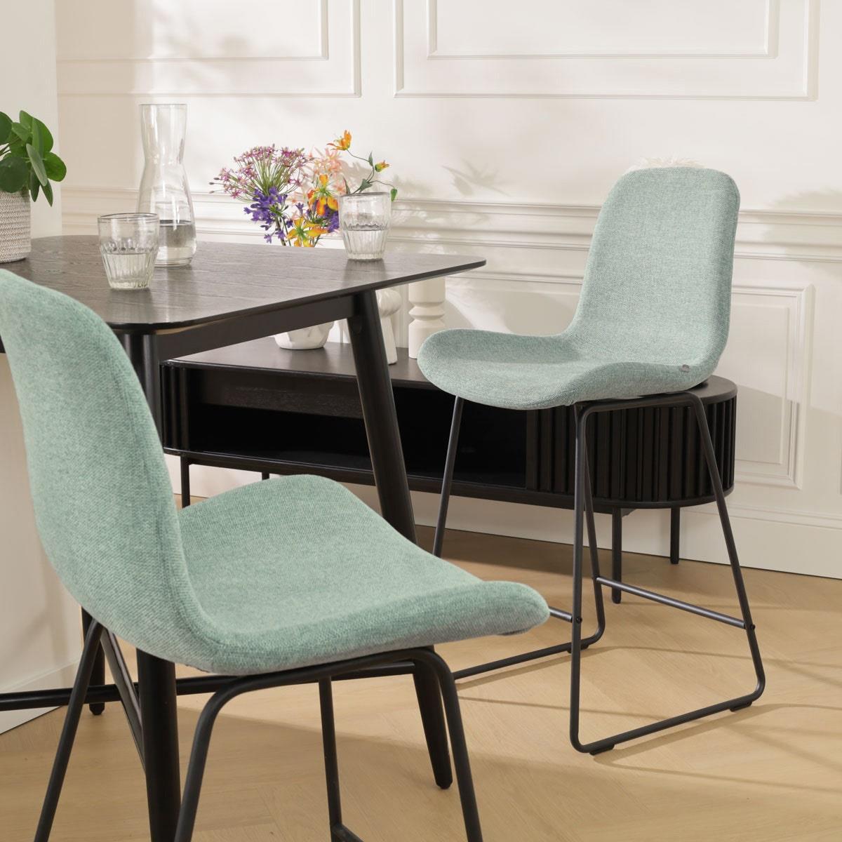 Nolon Nino-Fé Barkrukken Set van 2 - Zacht Groen - Zwart - 75 cm