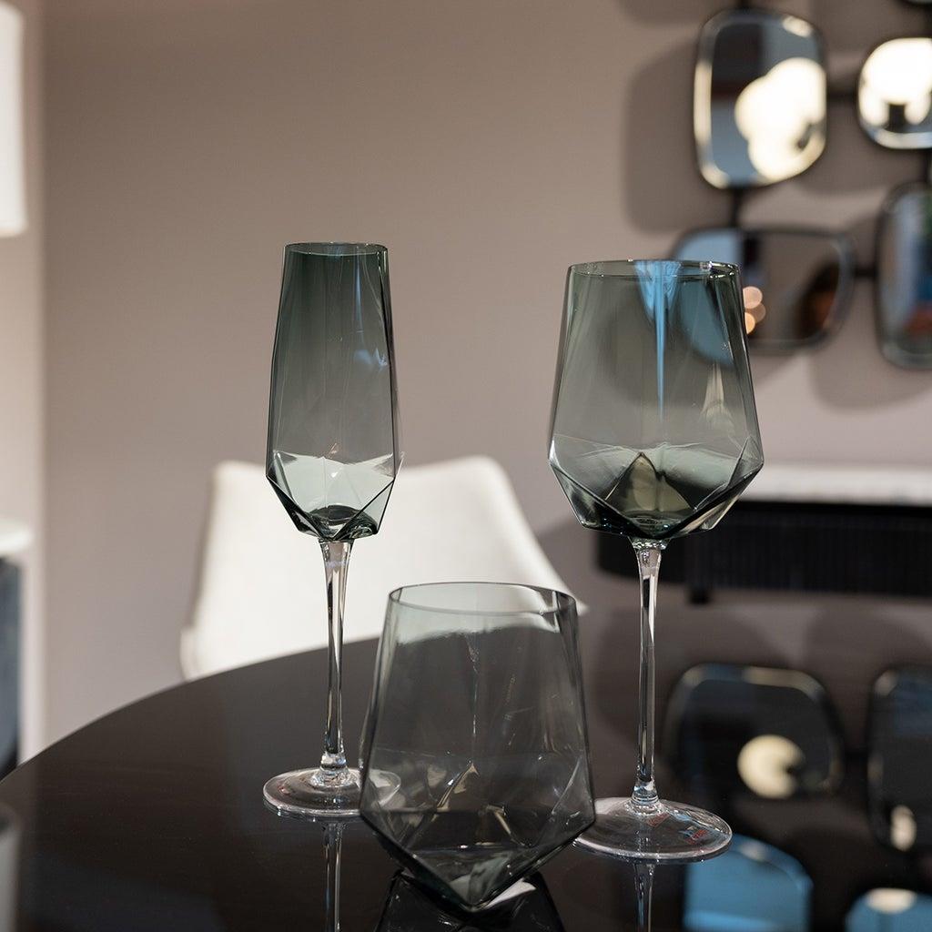 Kare Champagneglas Diamond Smoke