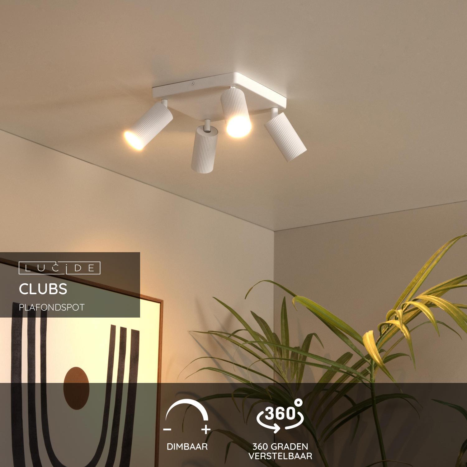 Lucide CLUBS Plafondspot - Wit