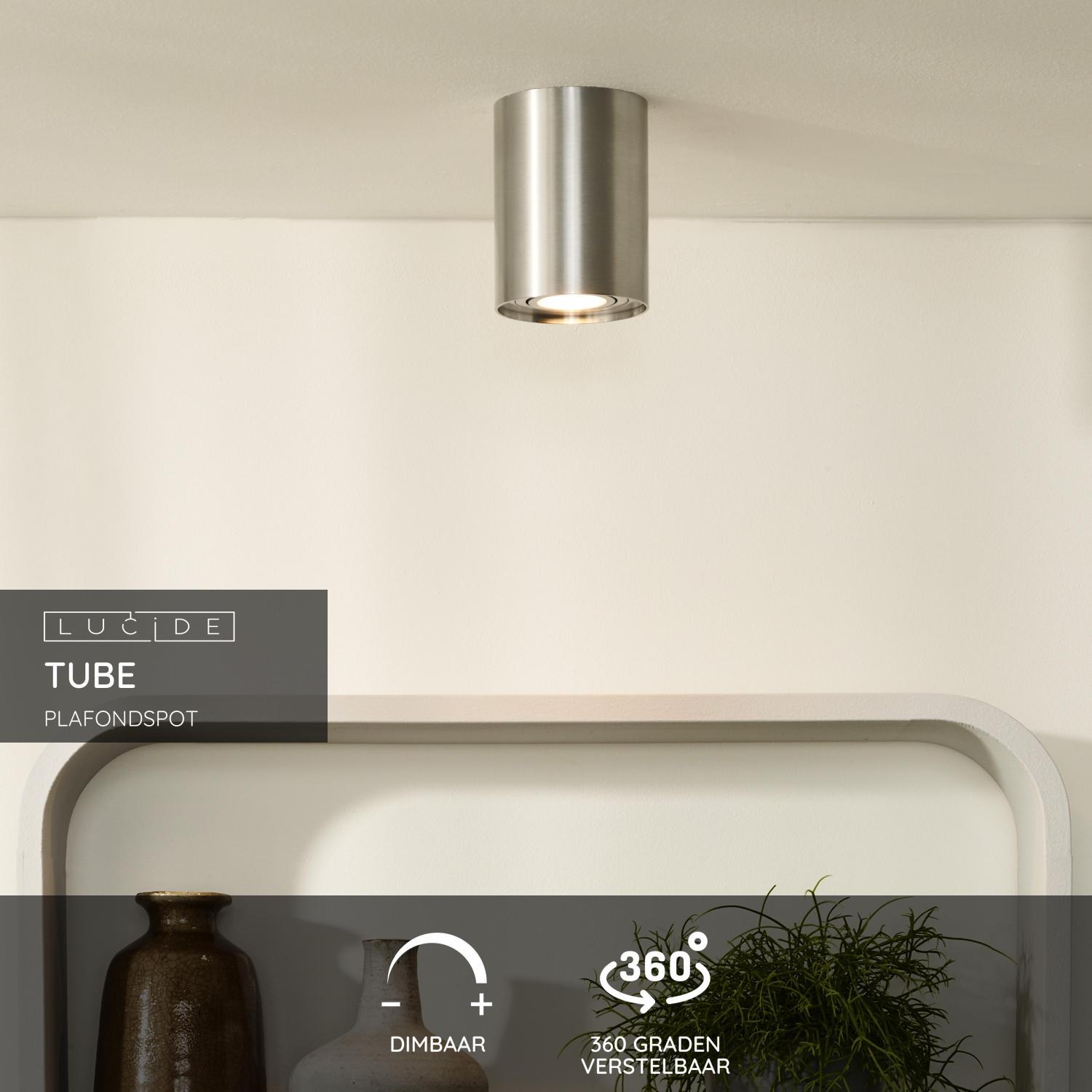 Lucide TUBE Plafondspot - Mat chroom