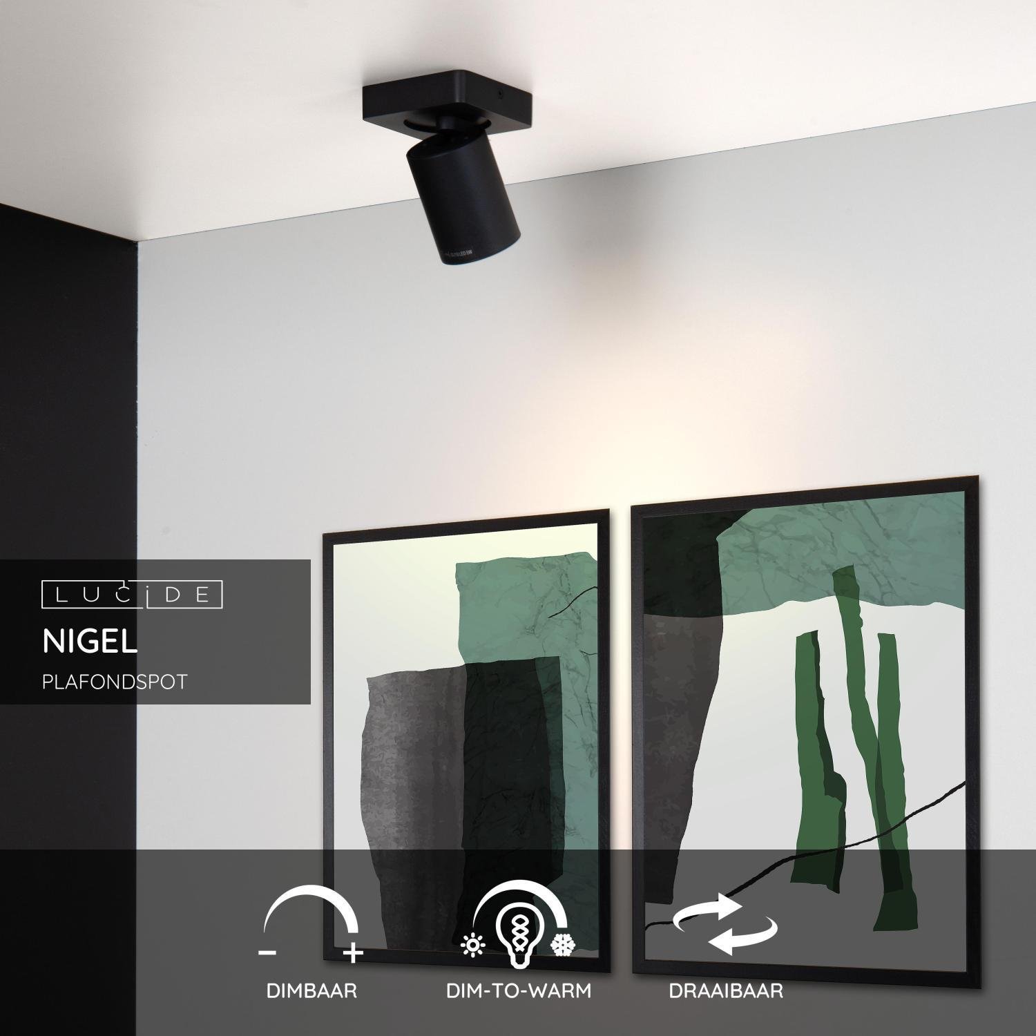 Lucide NIGEL Plafondspot - Zwart