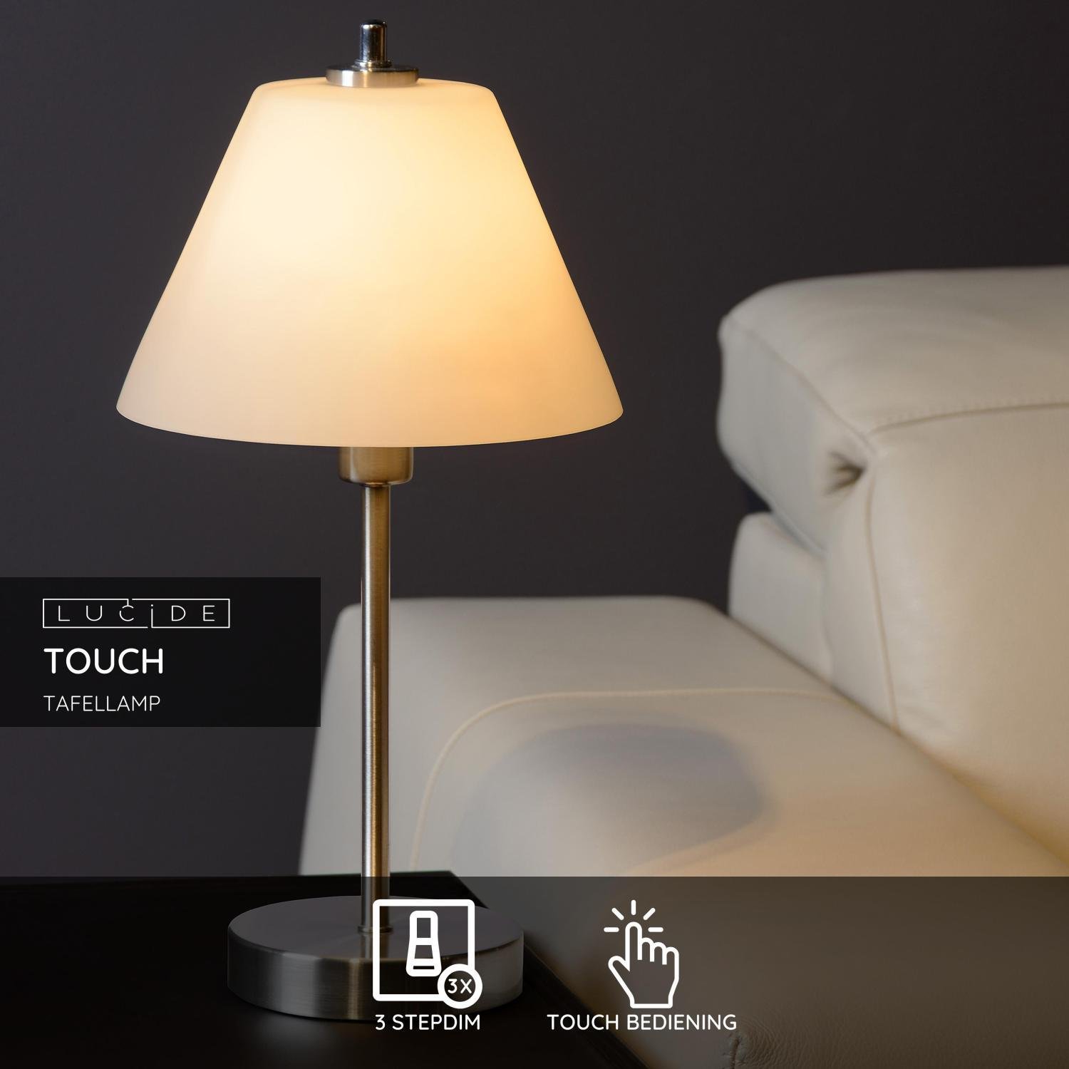 Lucide TOUCH Tafellamp - Mat chroom