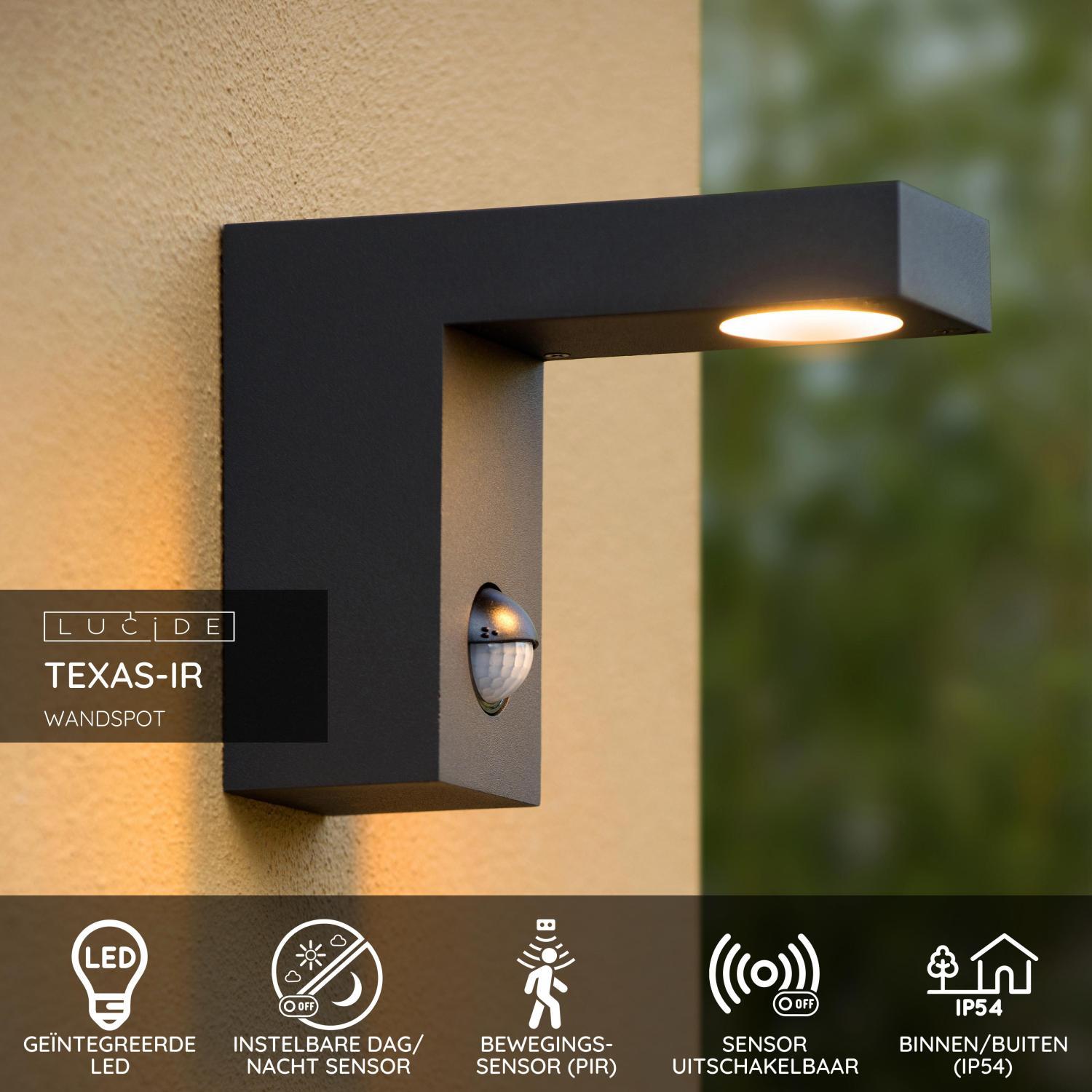 Lucide TEXAS-IR Wandspot - Antraciet