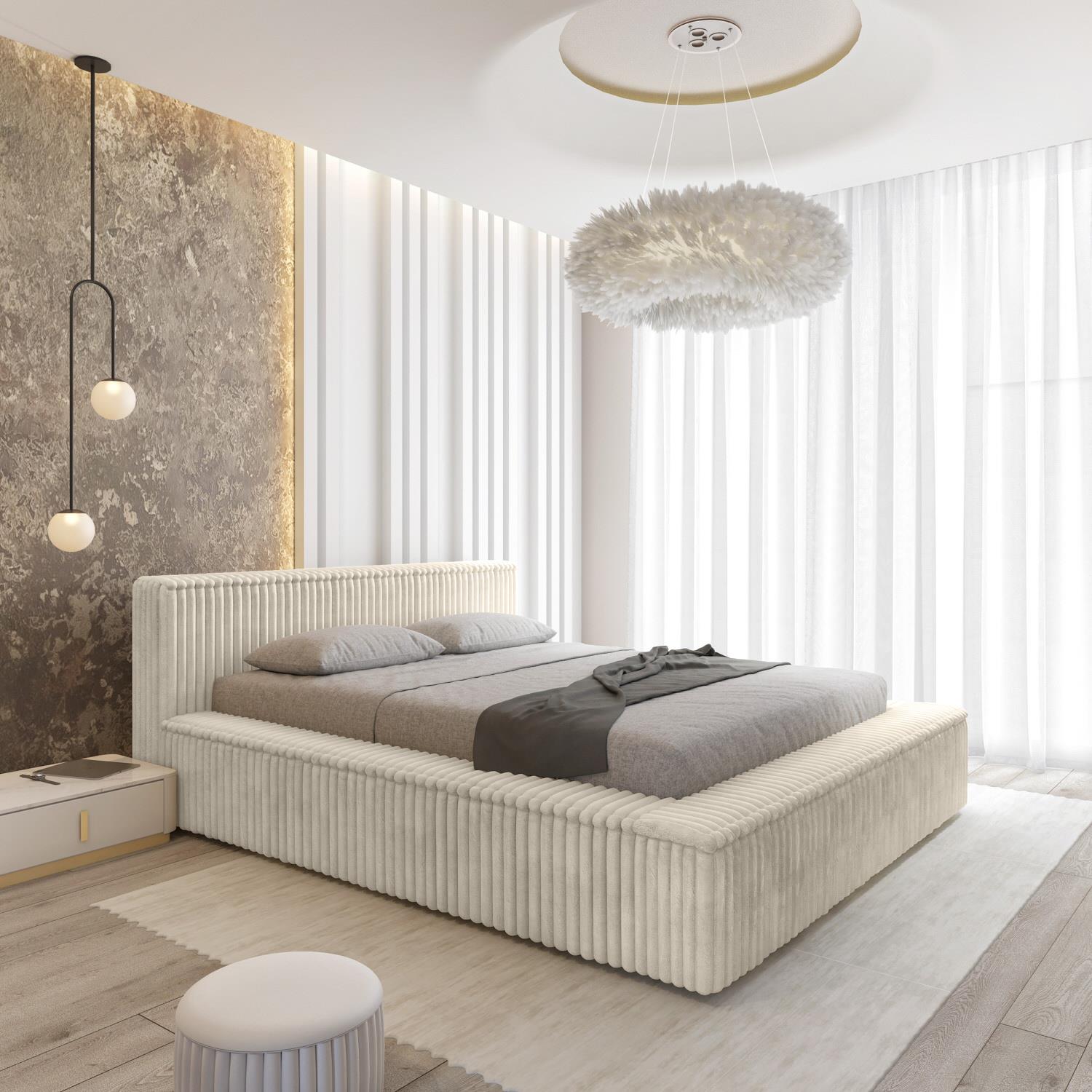 Trae Mobler Melody 160 x 200 cm Gestoffeerd Bed Creme